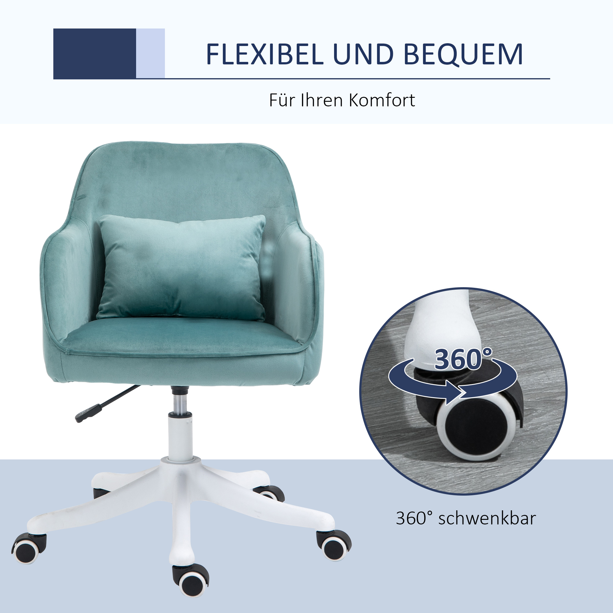 Massage-Bürostuhl in Samtoptik mit Vibrationsfunktion 55 cm x 65 cm x 86  cm Grün