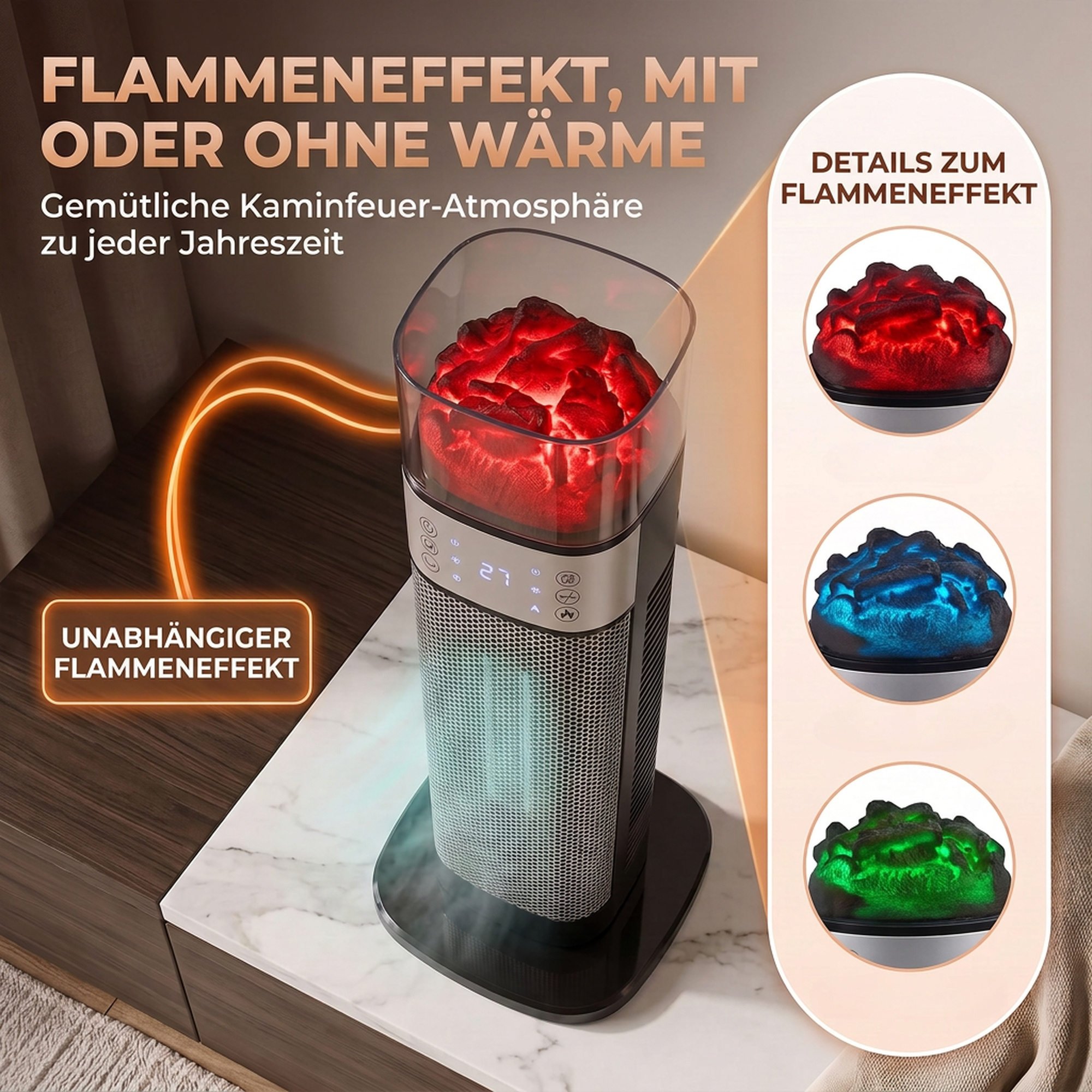 Keramik Heizlüfter 2000W Thermostat elektrische Heizung Fernbedienung Schwarz