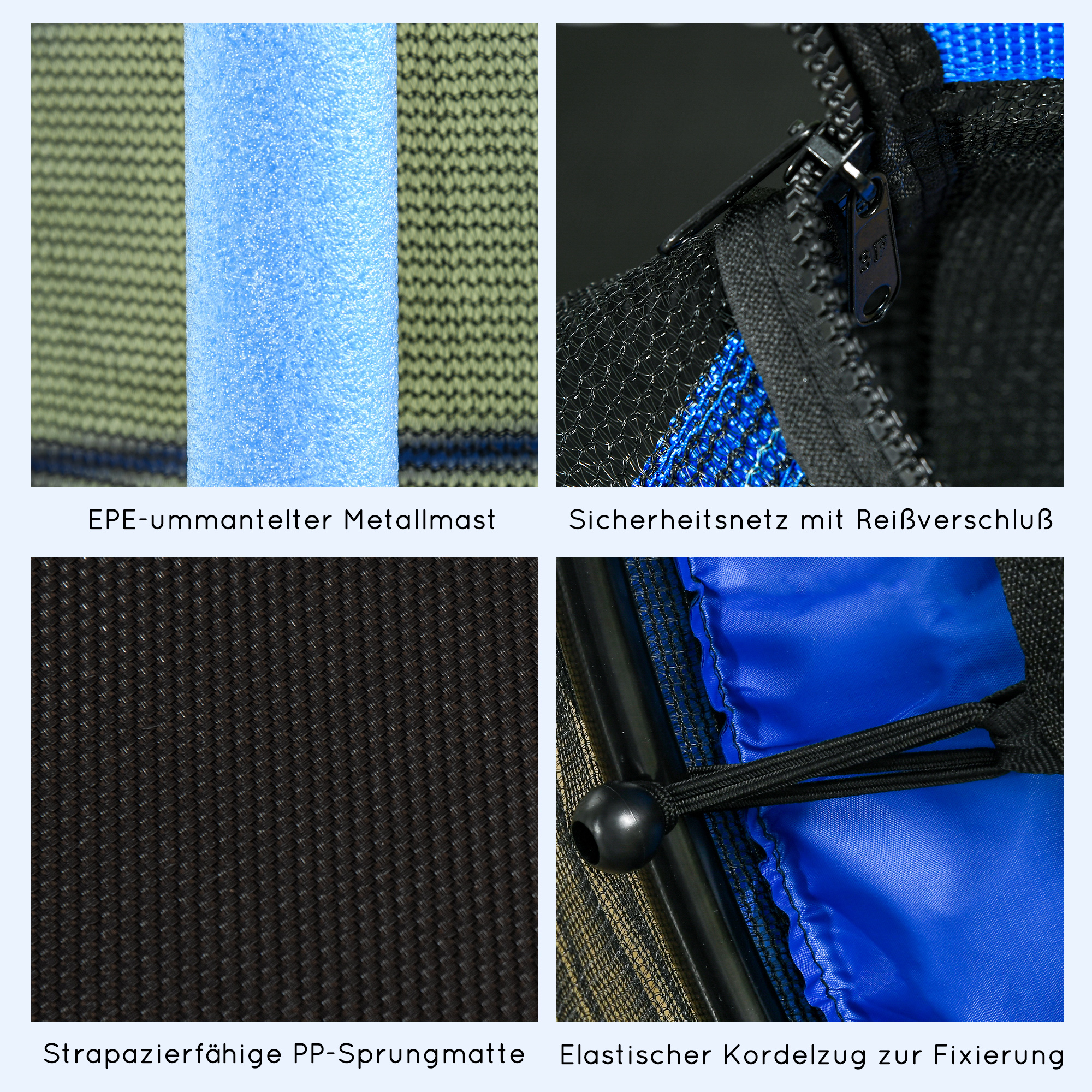 Trampolin für Kinder, Ø163 cm, mit Sicherheitsnetz, In- und Outdoor, Belastung bis 50 kg, Stahl, Kunststoff, Blau