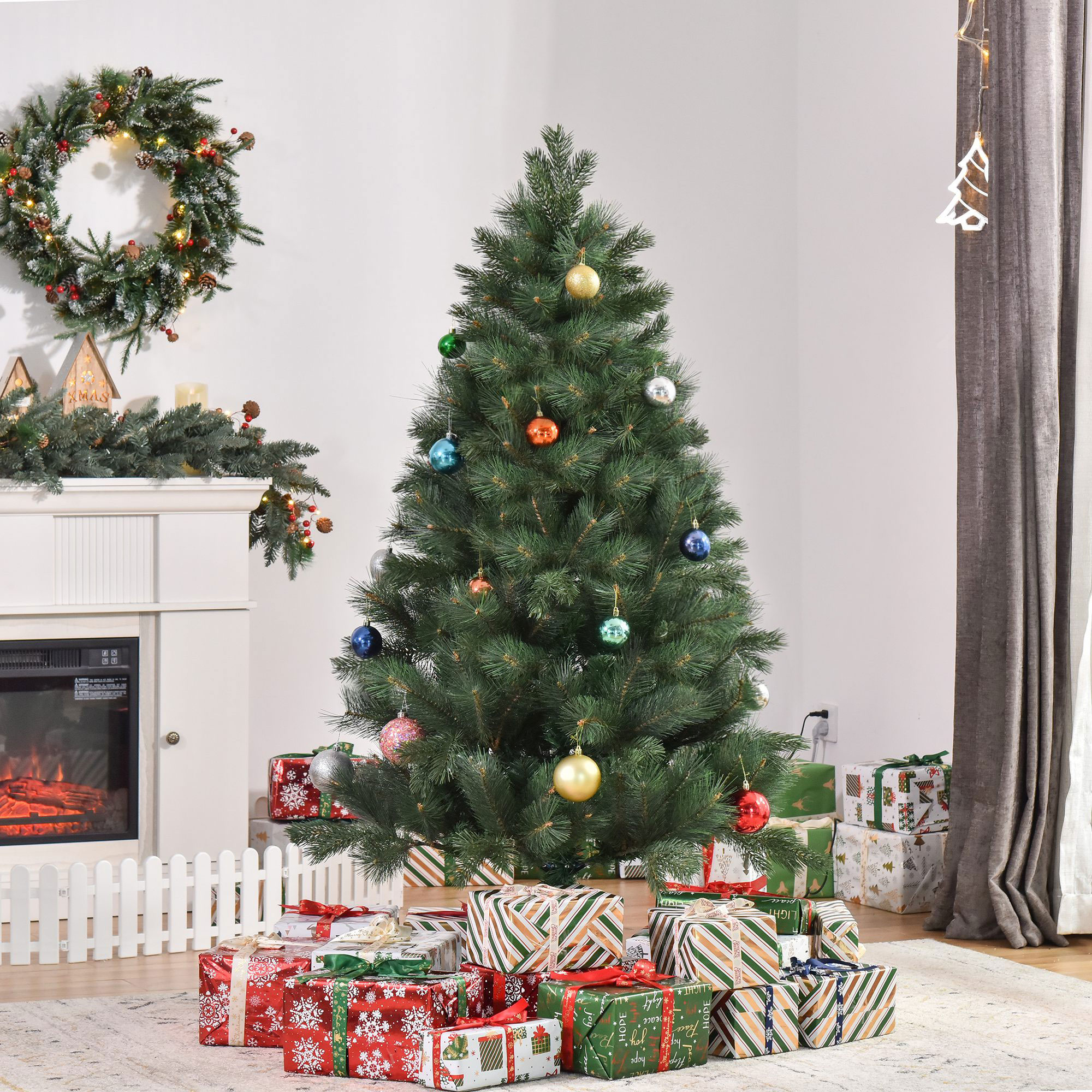 Weihnachtsbaum Ø90 x 180 cm, künstliche Tanne, realistisches Nadelkleid, Grün