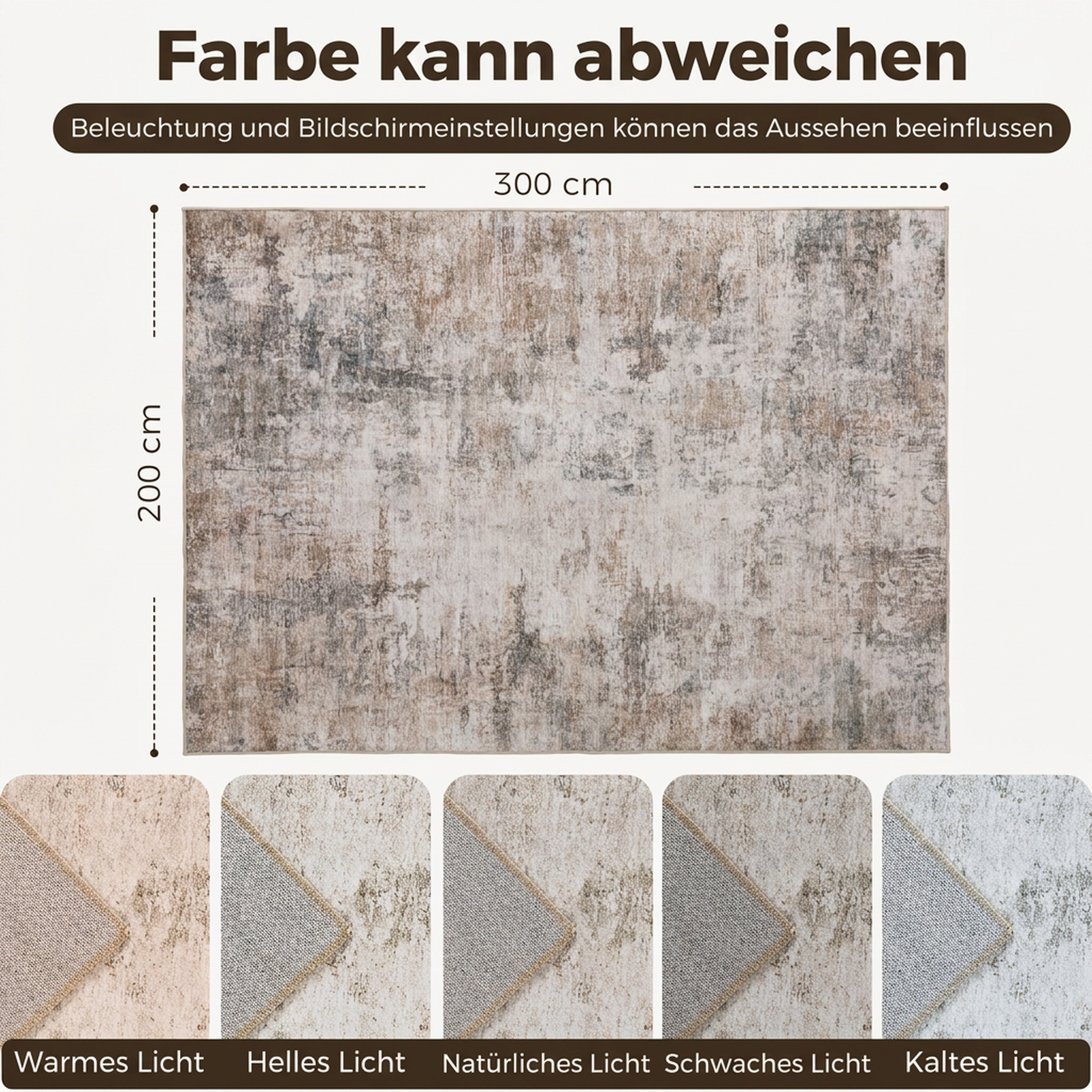 Wohnzimmerteppich, Polyester, modernes künstlerisches Muster, waschbar, Braun
