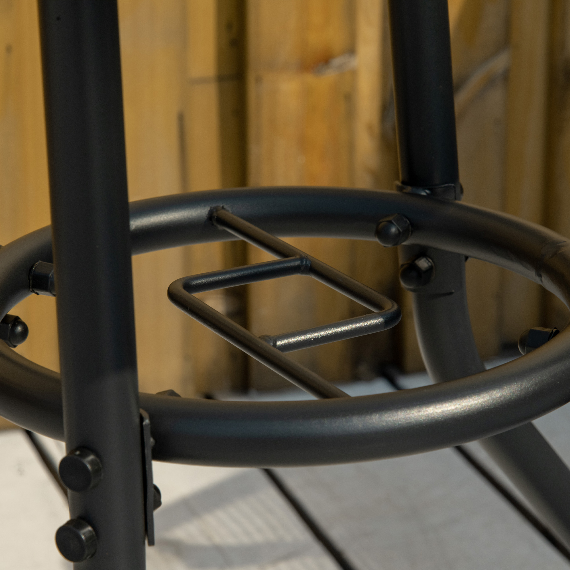 Gartentisch Garten Beistelltisch Gartenmöbel Balkontisch Bistrotisch mit Schirmloch Hartglas + Metall Schwarz Ø80 x 72 cm