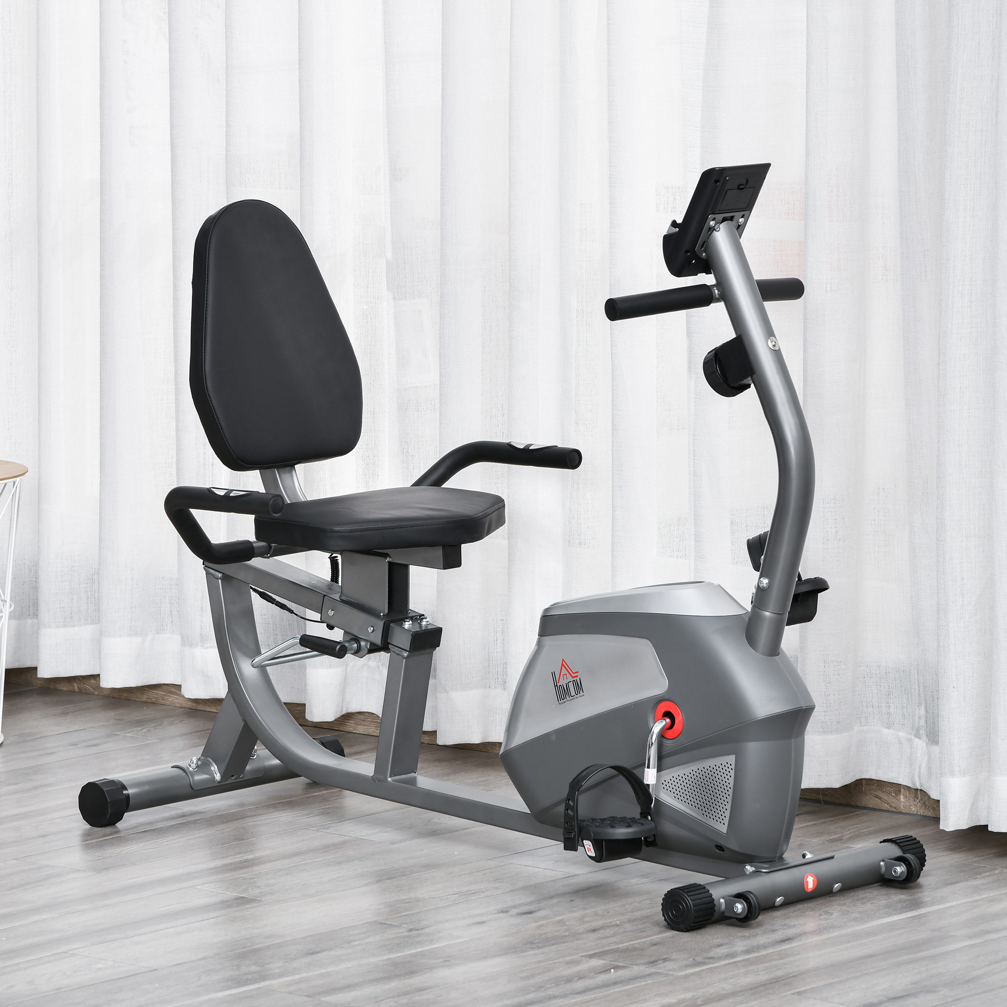 Liegeergometer mit LCD-Anzeige 8 stufig einstellbarem Magnetwiderstand Liegeheimtrainer mit Herzfrequenzsensoren, verstellbarer Rückenlehne, Nutzergewicht bis 110 kg für zu Hause Gym