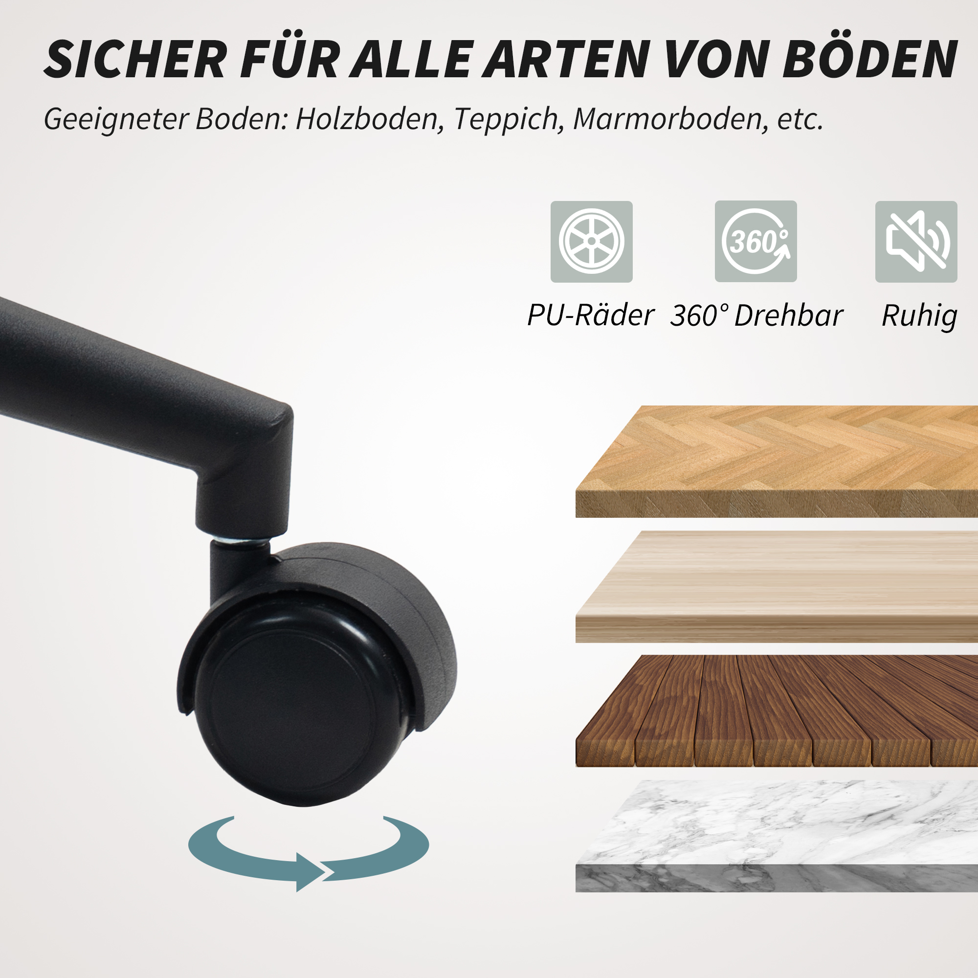 gepolsterter Bürostuhl mit Plüschbezug, Wannen-Design, rollbarer Schreibtischstuhl, Stahlbasis, Creme+Schwarz