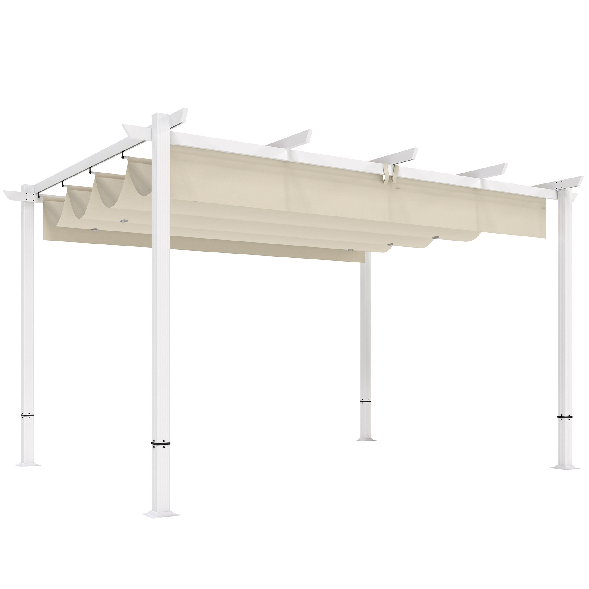 Pergola 3 x 4 m Terrassenüberdachung mit Schiebedach, magnetische Verschlüsse, UV30+ Beige
