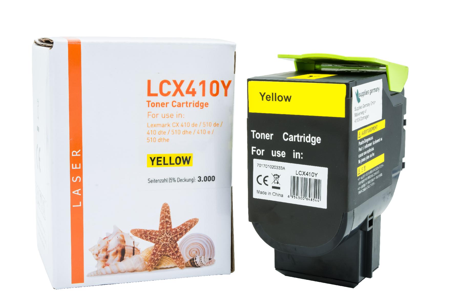 CX410Y alternativ Toner gelb für Lexmark / 80C2HY0 / 3.000 Seiten CX410Y alternativ Toner gelb für Lexmark / 80C2HY0 / 3.000 Seiten