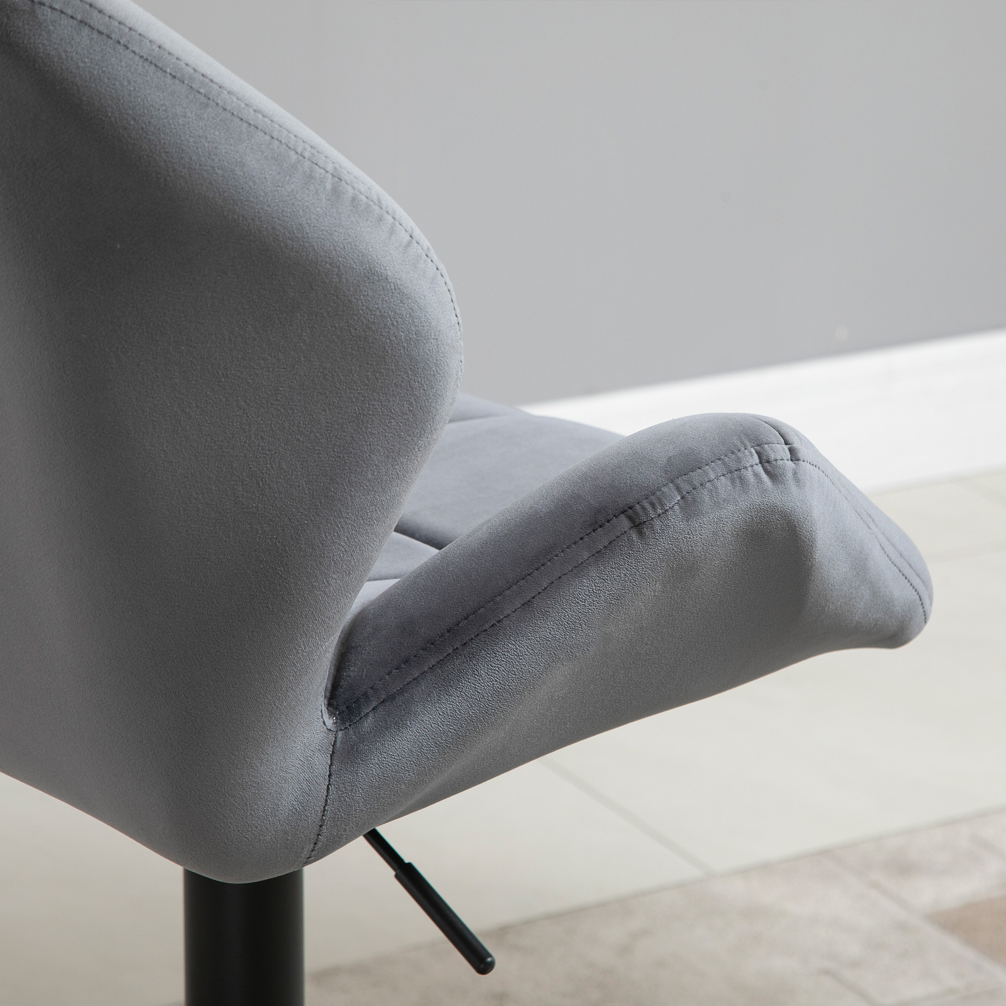 Barhocker 2er Set, Gepolstert Barstuhl mit Metallgestell, Lehne, Samtoptik, Höhenverstellbar 360° Drehbar