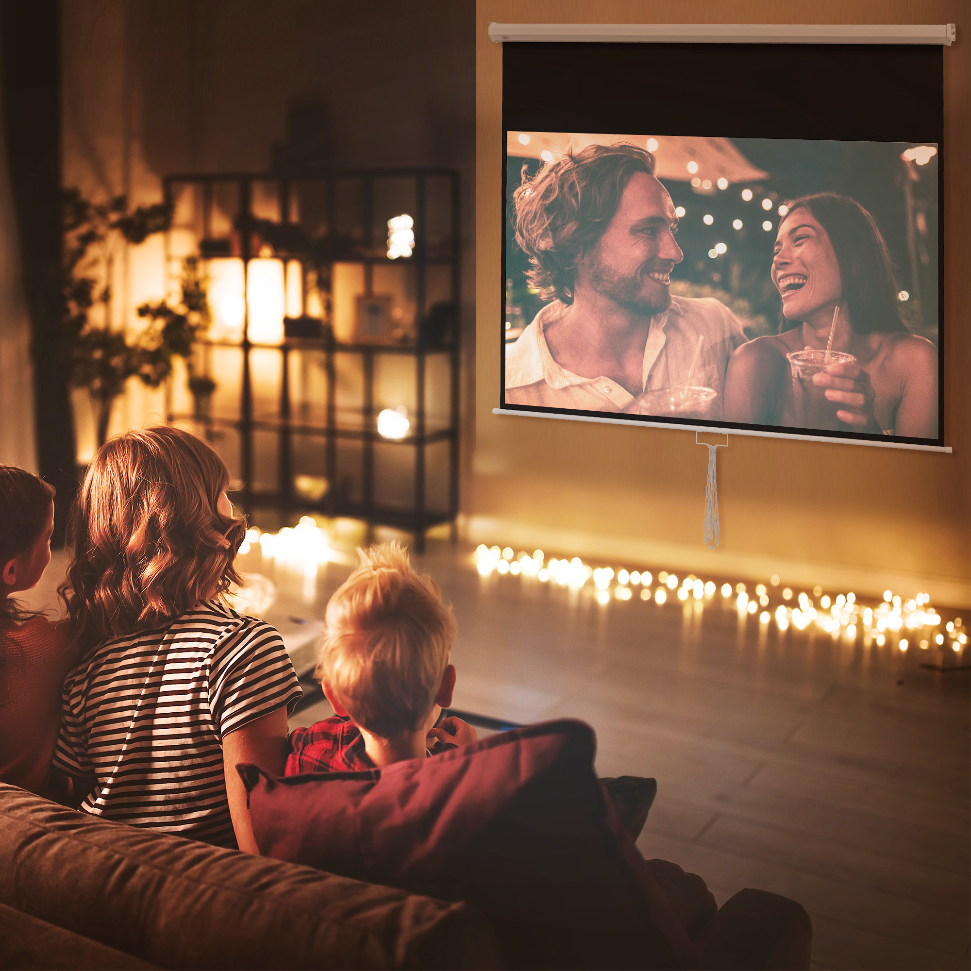 Beamer-Leinwand, inkl, Ständer, Wand- oder Deckenmontage, 16:9 Seitenverhältnis, 172x96 cm, Weiß