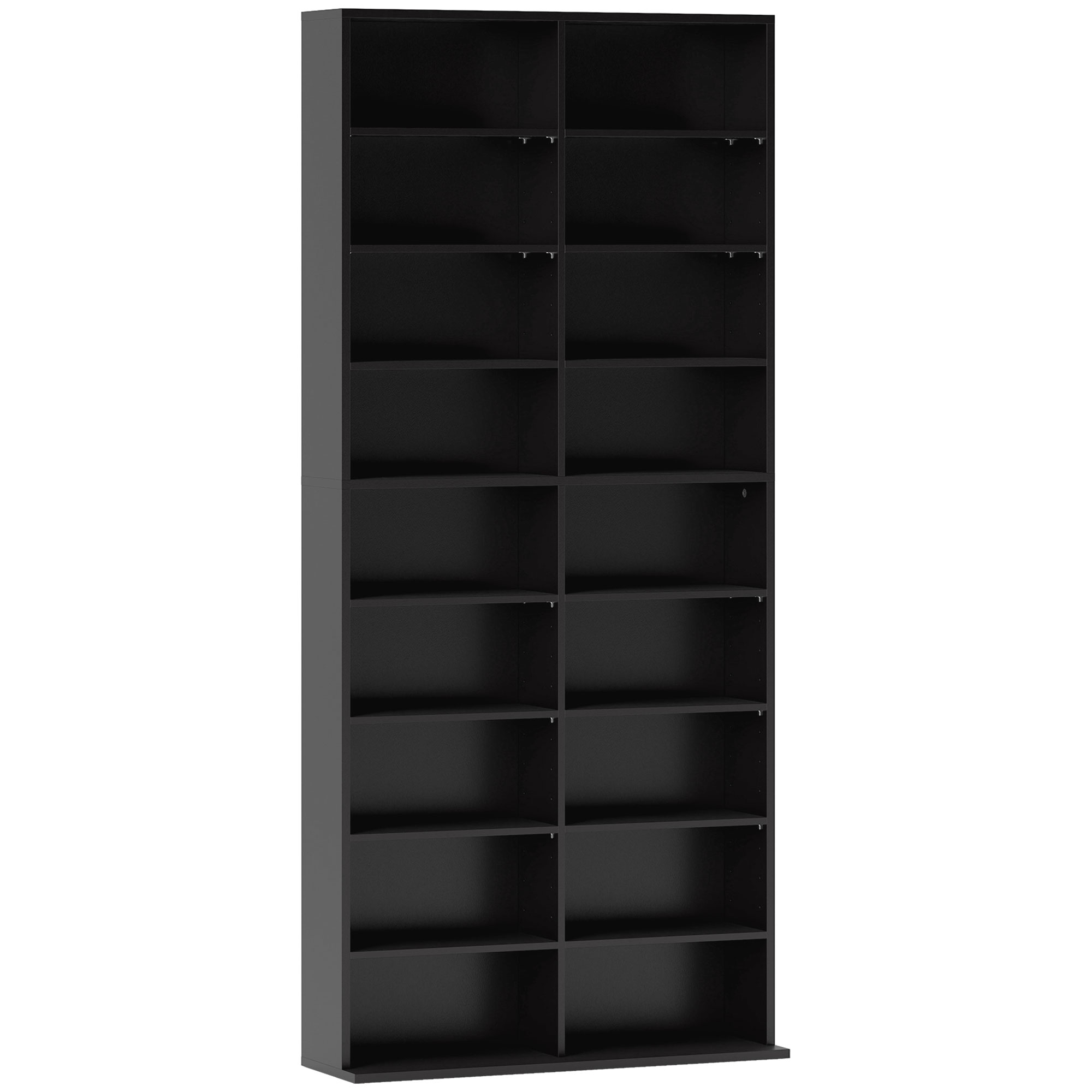 Aufbewahrungsregal für 640 CDs, Blu-ray Regal mit 18 Fächern und 14 verstellbaren Einlegeböden, Schwarz