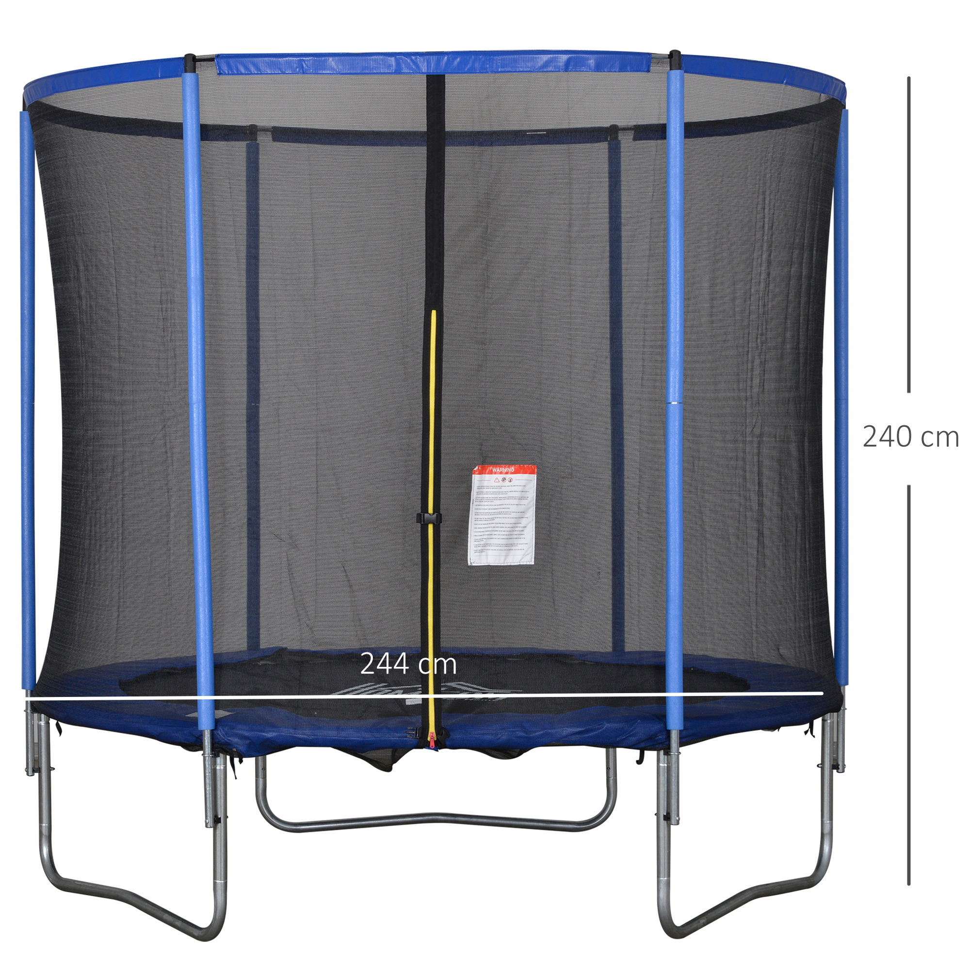 Trampolin mit Sicherheitsnetz Gartentrampolin für Innen- und Außenbereich Fitnesstrampolin für Jugendliche und Erwachsene Stahl Blau+Schwarz bis 113,6 kg Ø244 x 240H cm