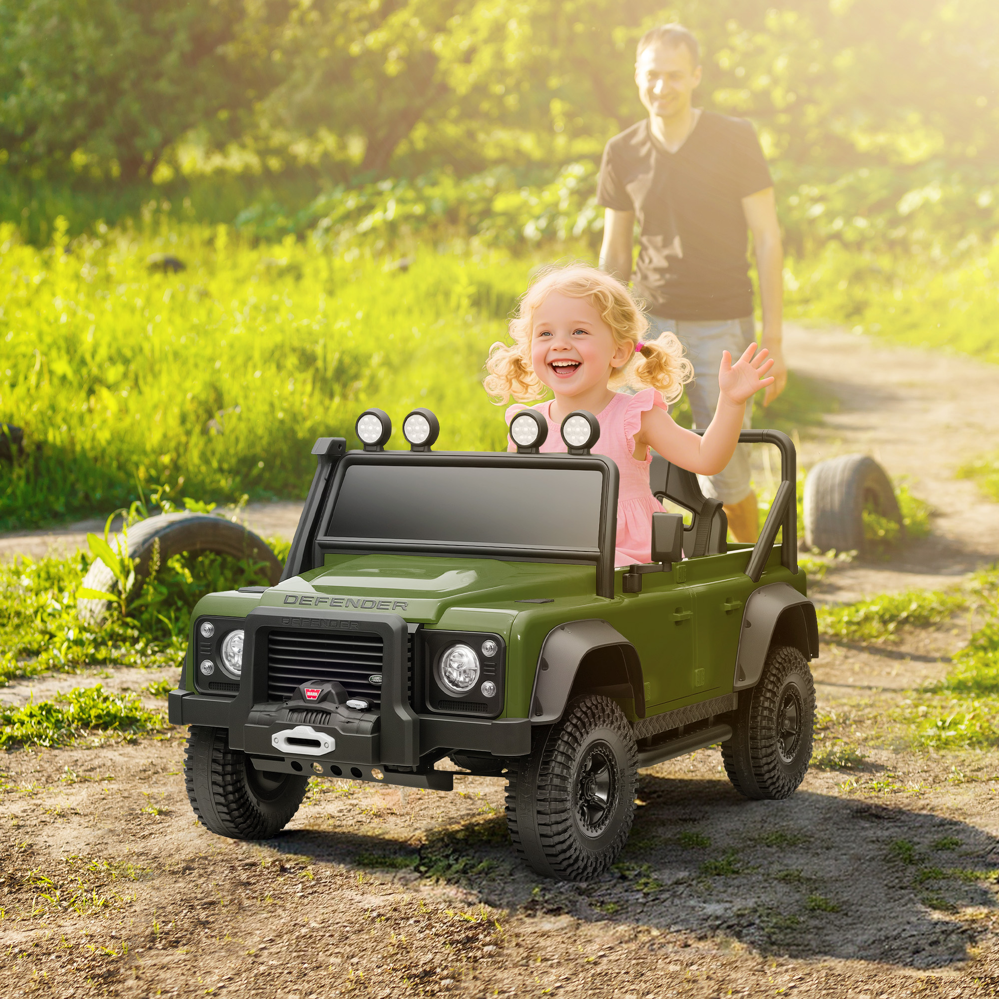 Kinder-Elektroauto, 12V Batterie-Betrieb, Fernbedienung, Musik-Funktion, Hupe, LED-Lichter, Grün