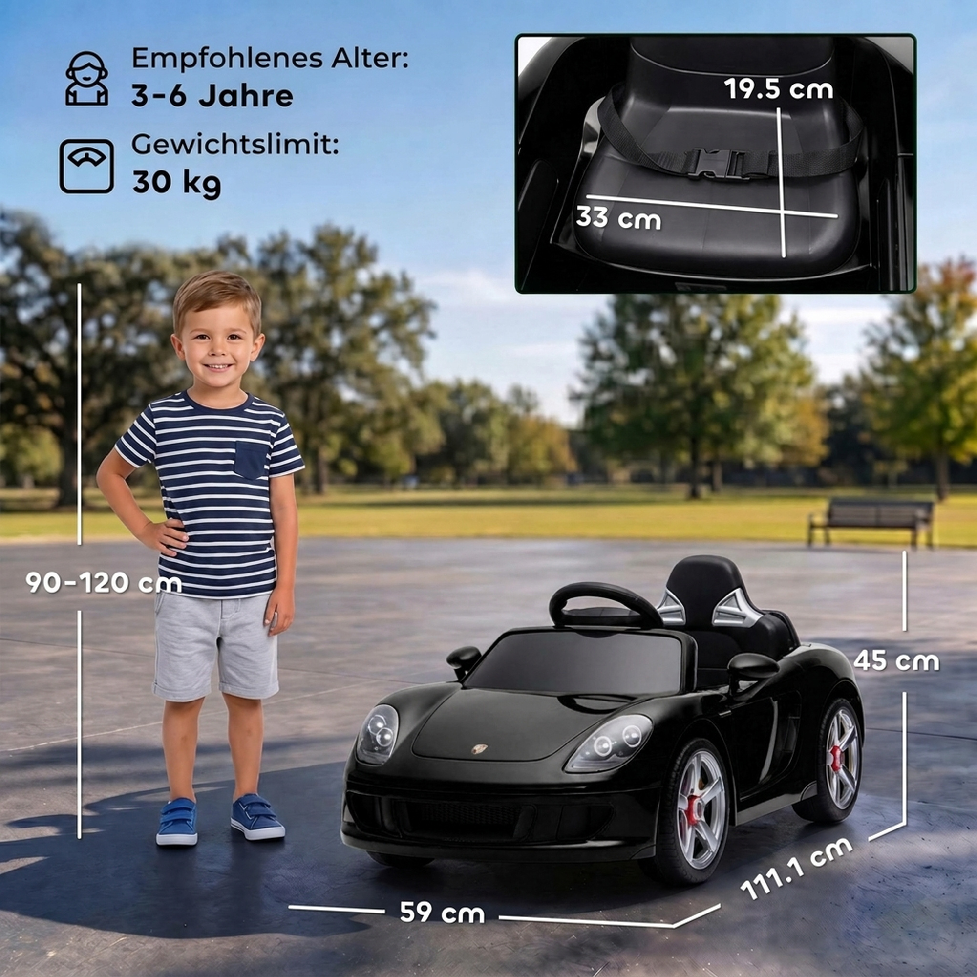 Kinder Elektroauto Porsche 12V Kinderauto mit Lithium-Akku Fernbedienung 2 Motoren Sanftanlauf Hinterradfederung