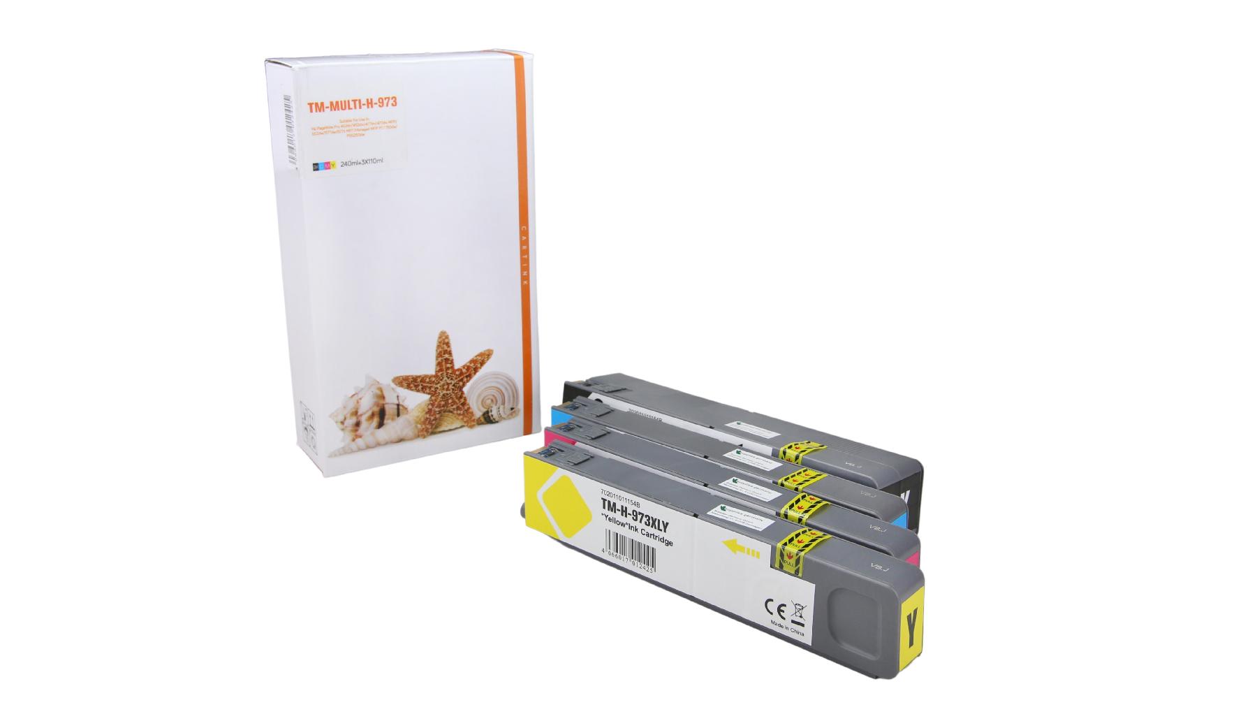 Multipack 973XL alternativ Tinte für HP / L0S07AE /F6T81AE/82/83 / BK240ml / C,M,Y110ml Multipack 973XL alternativ Tinte für HP / L0S07AE /F6T81AE/82/83 / BK240ml / C,M,Y110ml