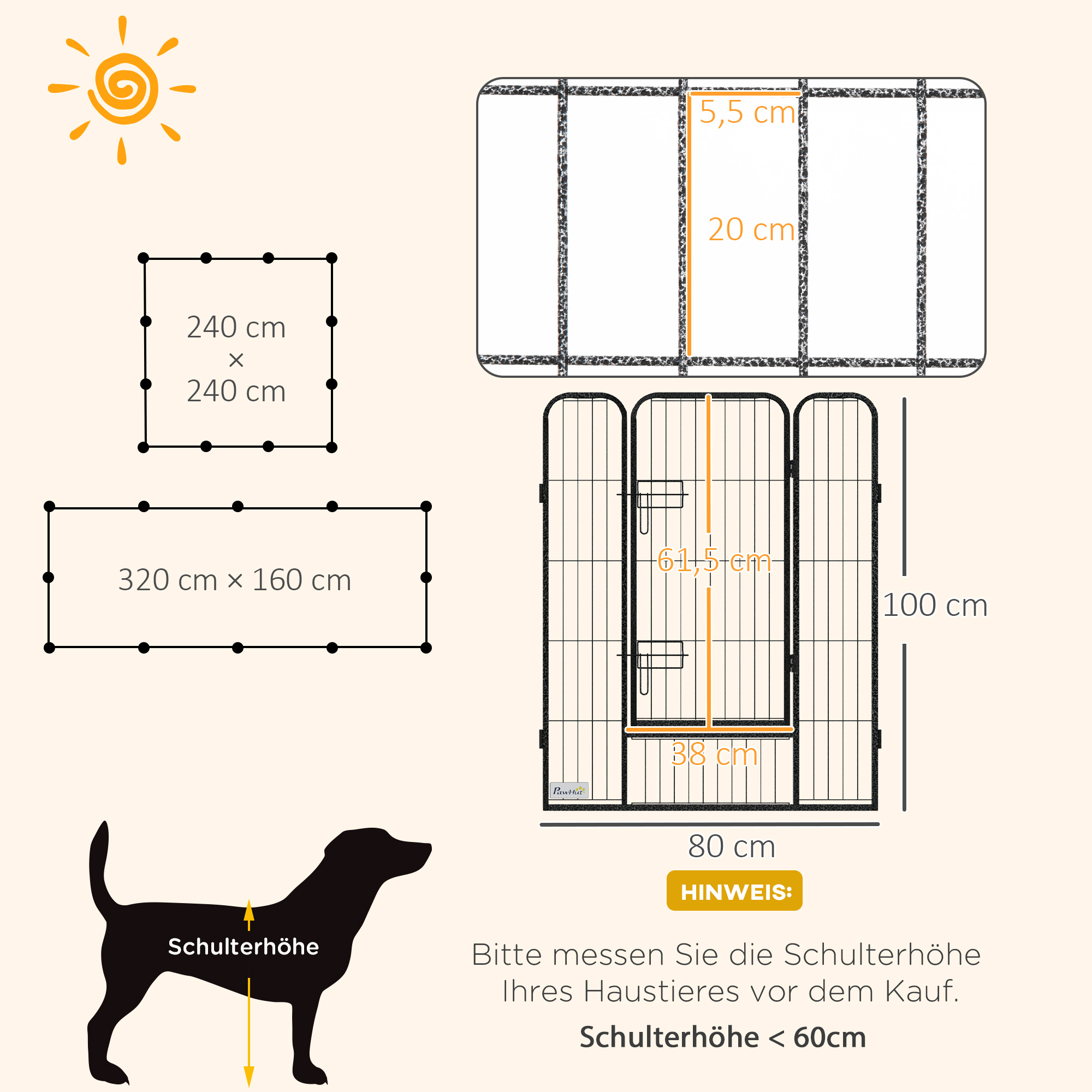 Welpenlaufstall 12-teilig Welpenauslauf faltbar mit 2 Tür 12 Gitterplatten Stahl je 80x100 cm Grau