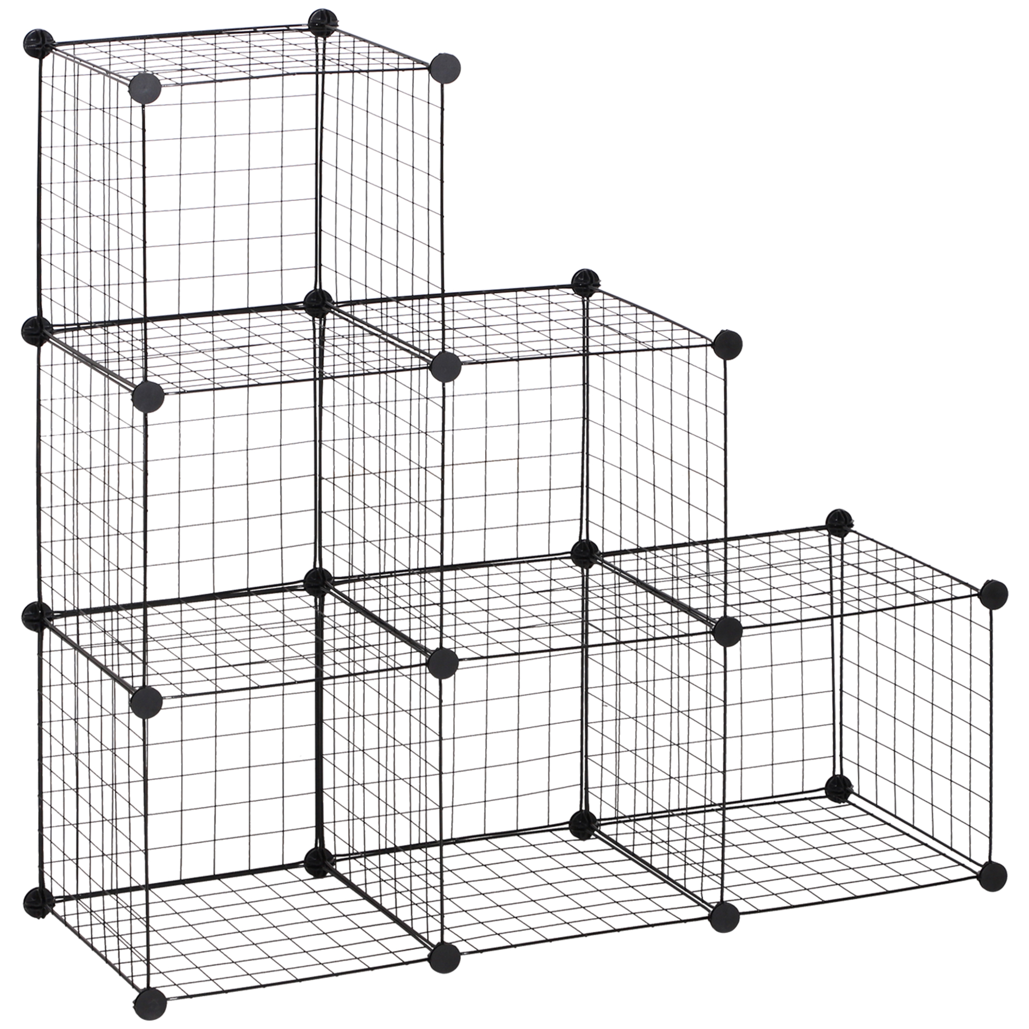 Metallwürfel-Regal, Anpassbarer Würfelschrank für Kleidung, Bücher, Spielzeug, flexibel, 109L x 37B x 109H cm, Schwarz
