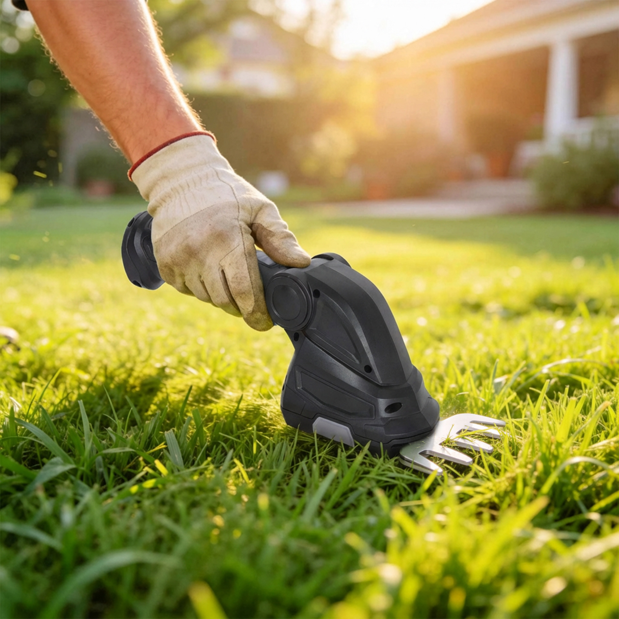 2-in-1 Elektrischer Hecken & Strauchschere mit 2 x 7,2V Wiederaufladbaren 2,0 Ah Akku, 2 Austauschbaren Klingen Schwarz