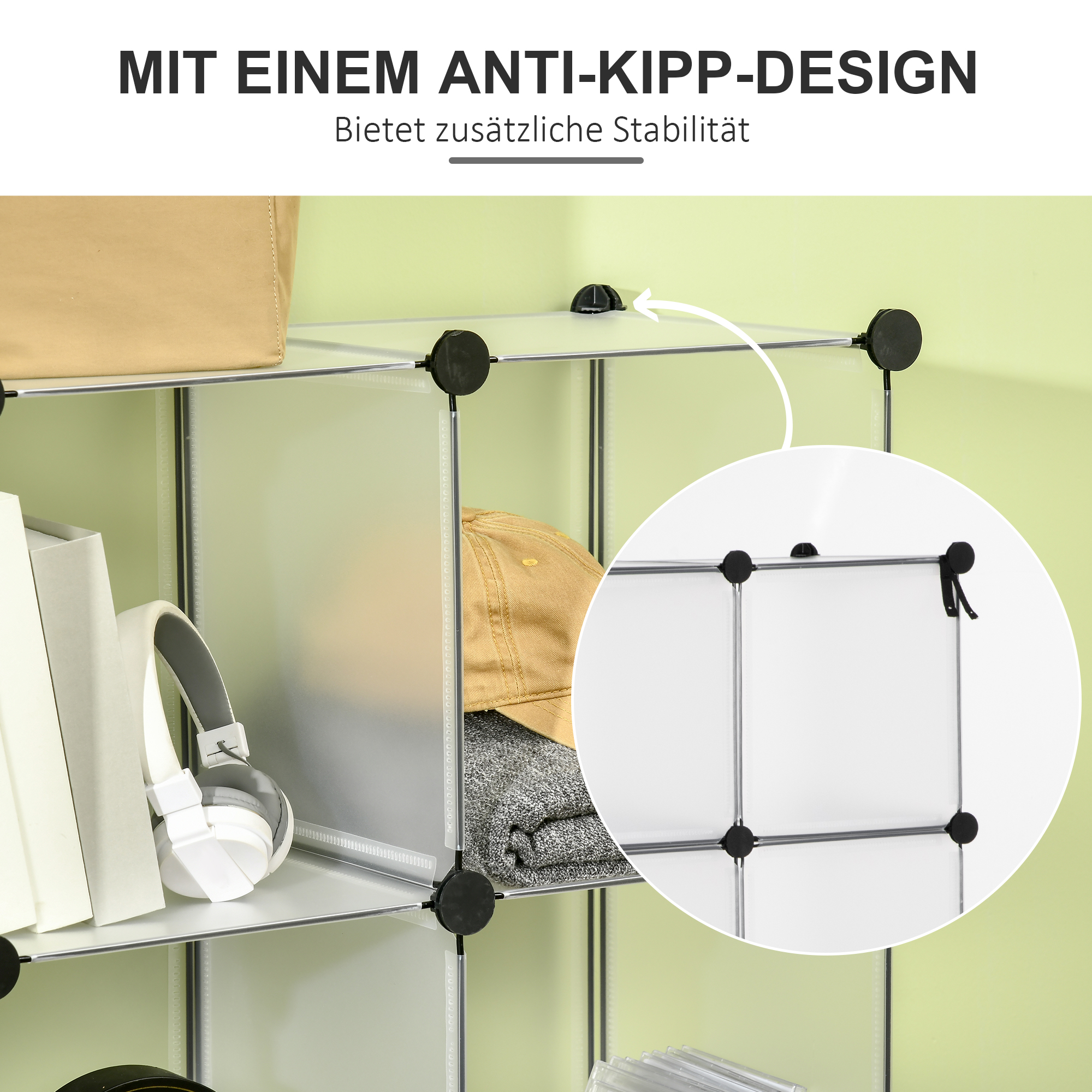Modulares Regalsystem mit 16 separaten Boxen, Steckregal, DIY, Schwarz + Weiß