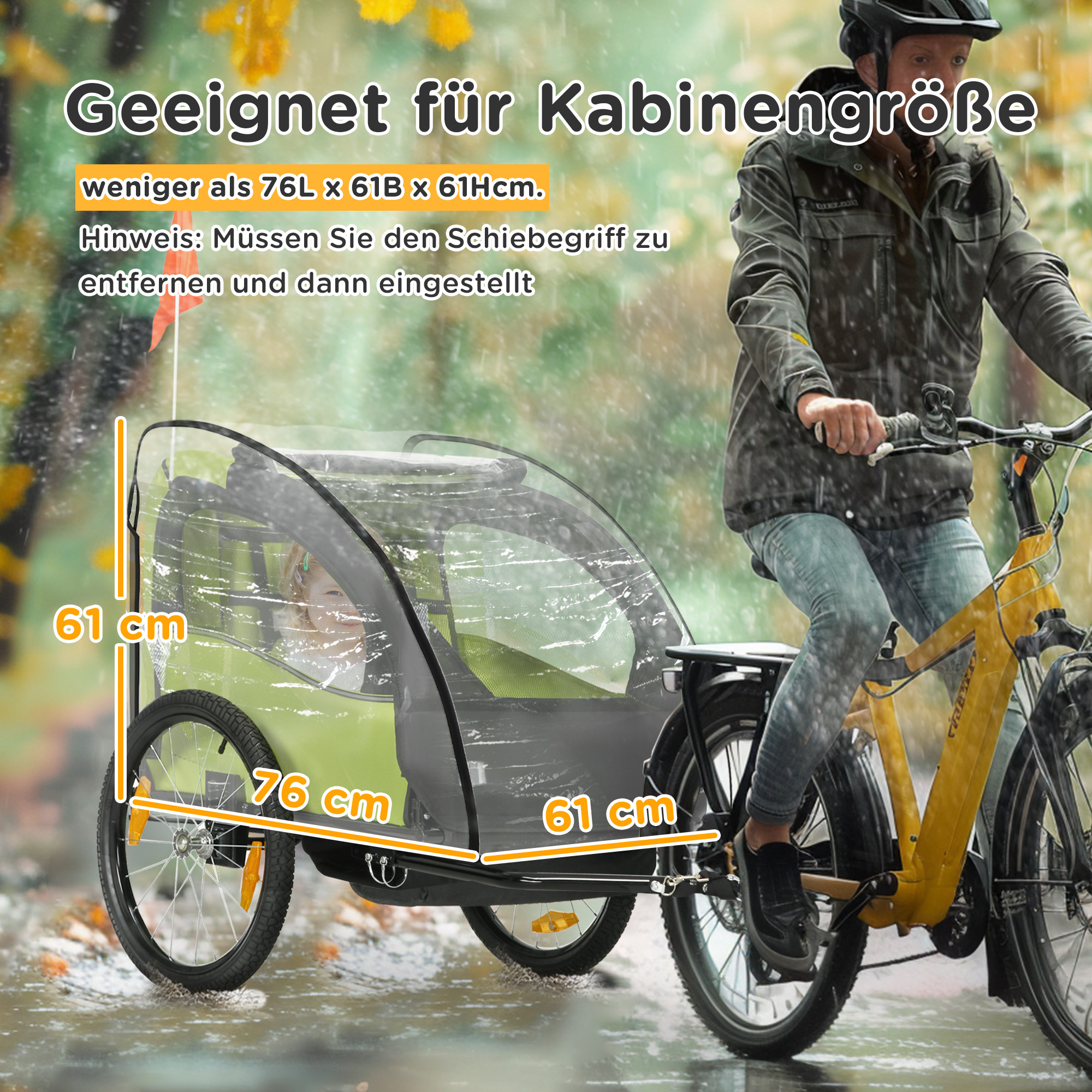 Faltgarage für Kinderanhänger, wasserdicht Abdeckung mit UV-Schutz, Regenschutz 76 x 61 x 61 cm, Transparent