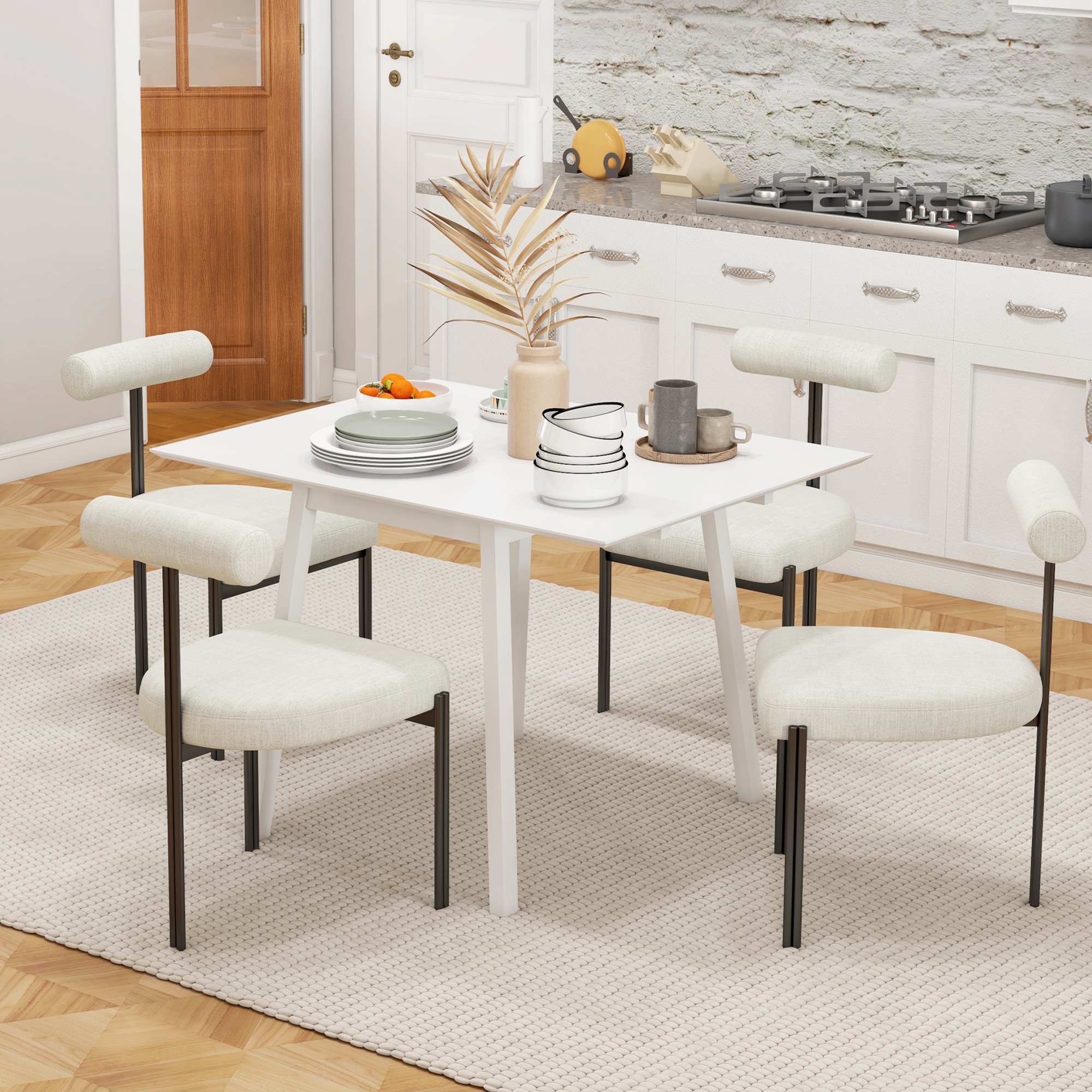 Esstisch Klapptisch Küchentisch, 2 aufklappbare Flächen, 110 x 86 x 75 cm, Weiß
