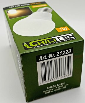 LED Glühlampe E27 "G50 AGL" warmweiß / 3000k, 600lm, 230V/7W, 160°