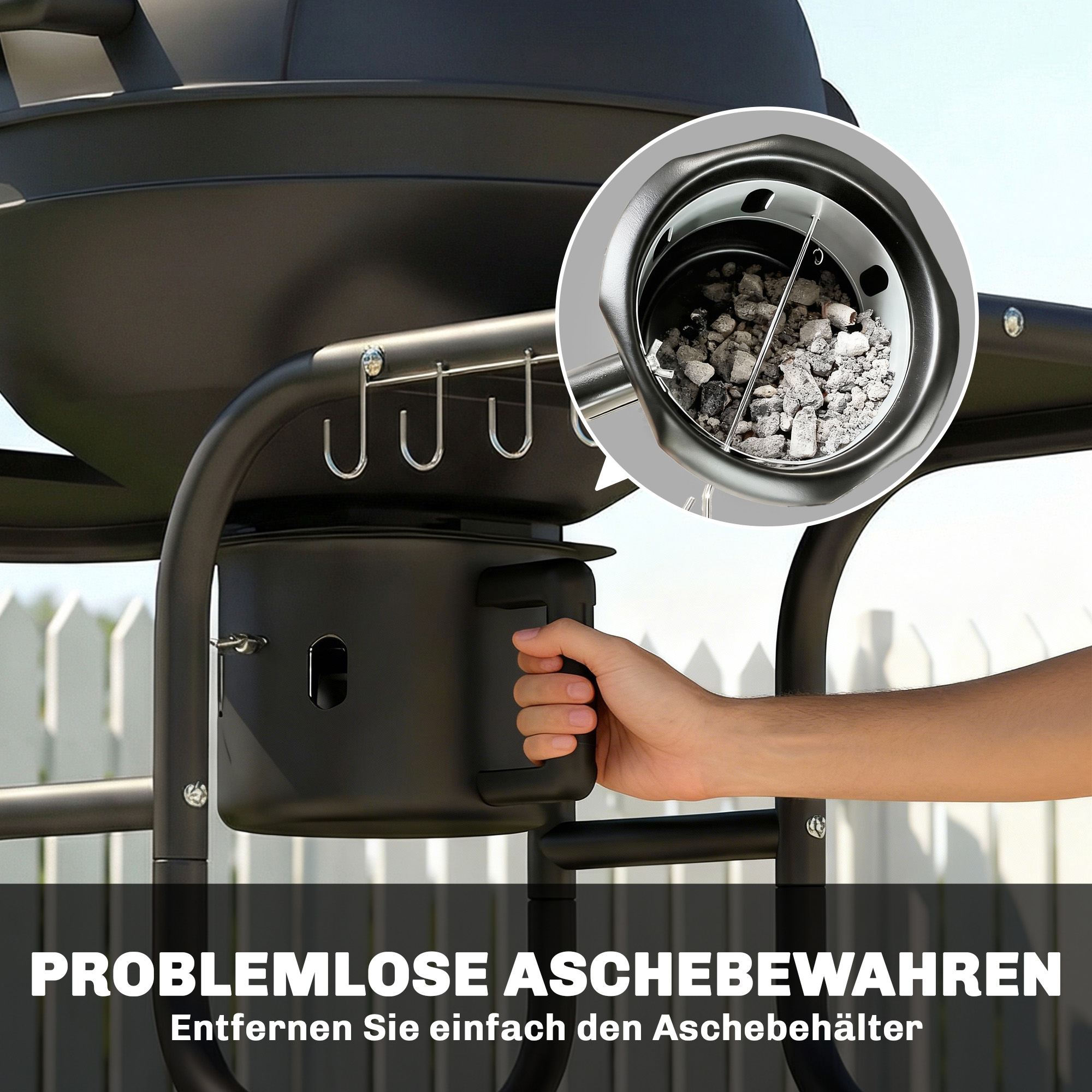 Holzkohlegrill BBQ Smoker mit Seitentischen Deckel Thermometer Räder 129 x 63,5 x 106,5 cm