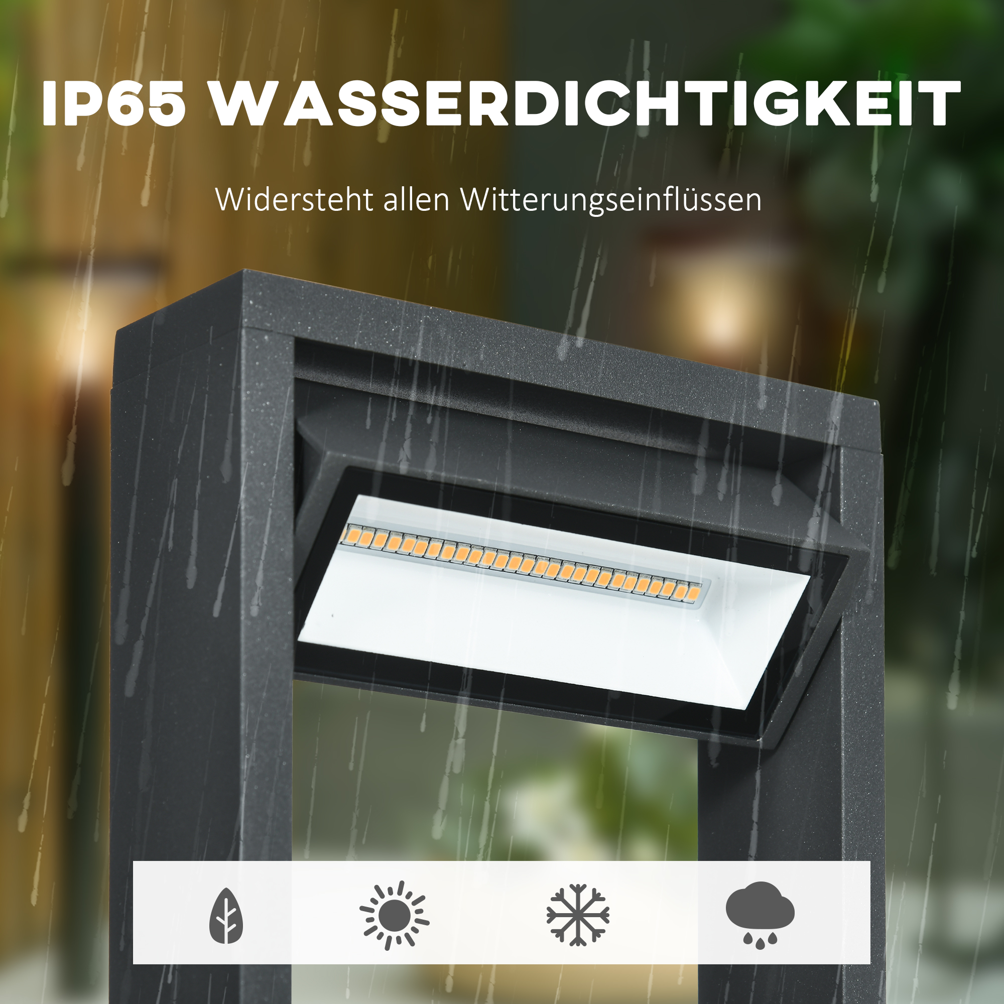 Gartenlampe, Wegleuchte, Pfostenlicht mit LEDs, wetterbeständig, 16cm x 5cm x 90cm, Dunkelgrau