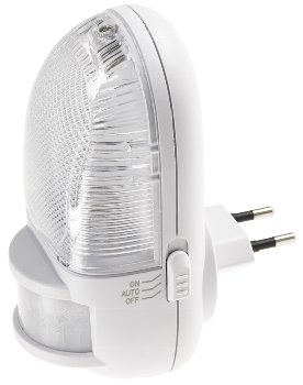 LED Nachtlicht mit Bewegungsmelder / 230V, 3 weiße LEDs, On/Off/Auto