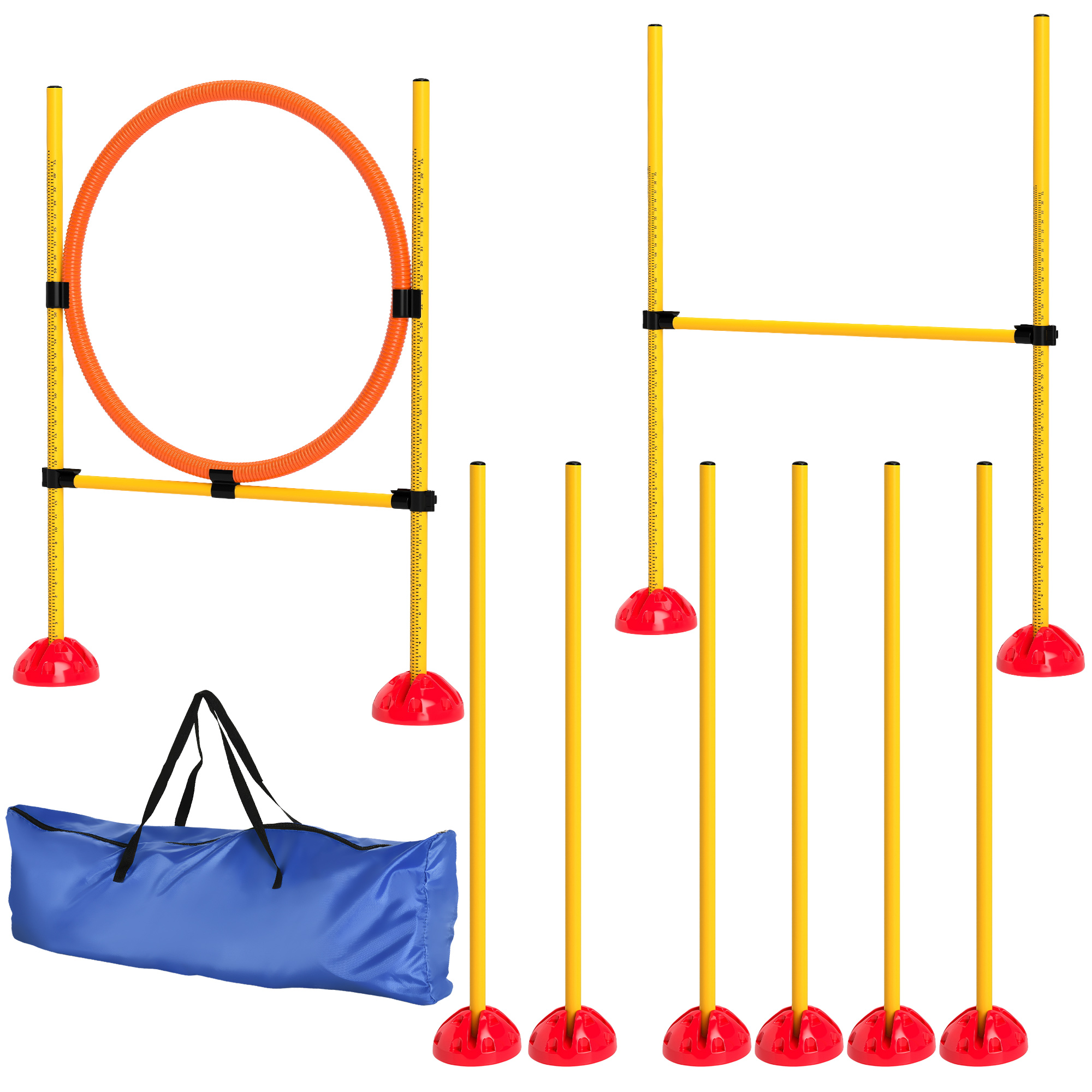Agility Set Hunde 3-teiliges befüllbar Agility-Ausrüstung für Hundetraining Steckhürdenset mit Slalomstangen