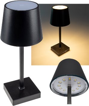 LED Akku Tischleuchte 26cm, dimmbar / USB-C, 160Lumen, 1200mAh, 3000k, schwarz