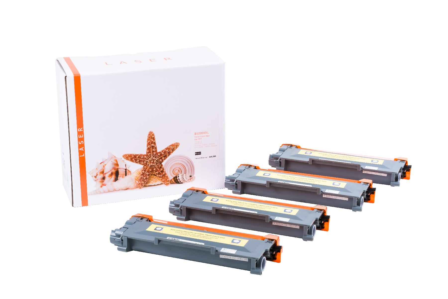 4er Set TN2220XXL alternativ Toner schwarz für Br / TN2220XXL / 4x5.200 Seiten