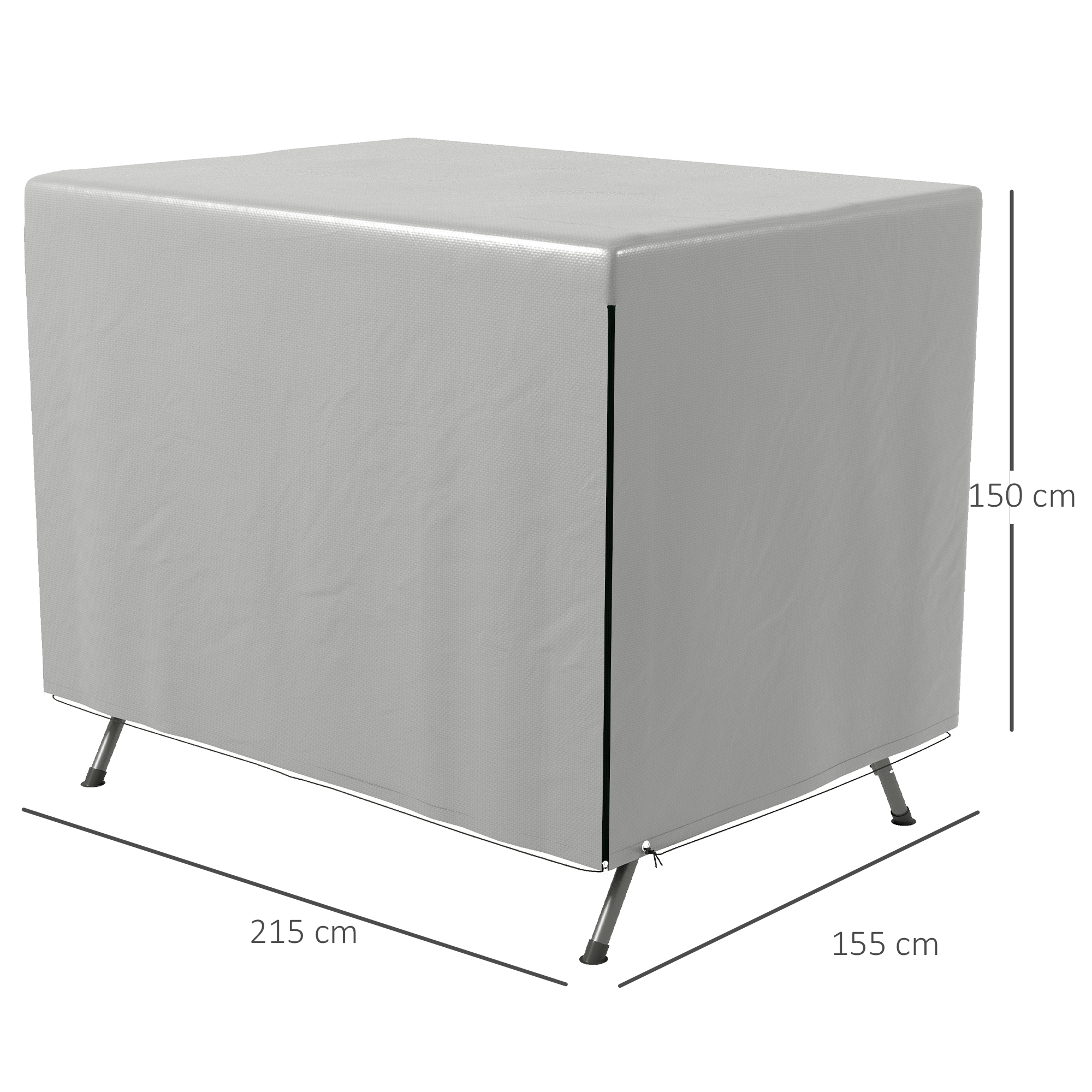 Gartenmöbelabdeckung Abdeckung Schutzhülle für Outdoor-Möbel, 215 cm x 155 cm x 150 cm, Grau