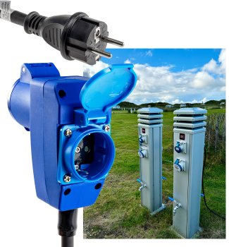 CEE Adapter 90° Winkel mit Steckdose / 230V, H07RNF 3G2,5, 1,5m Kabel