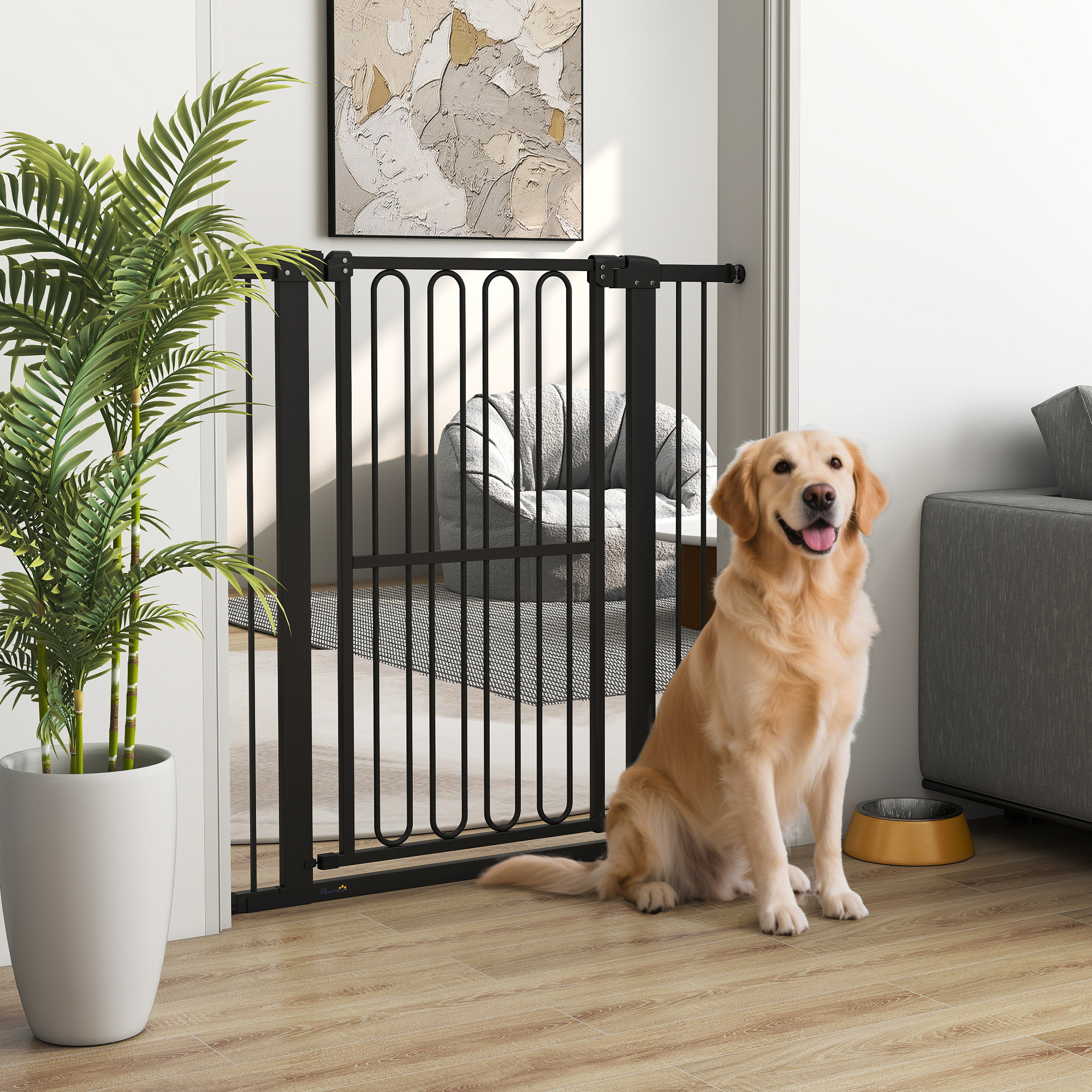 Türschutzgitter Hund, 76-104 cm Absperrgitter ohne Bohren, Treppengitter