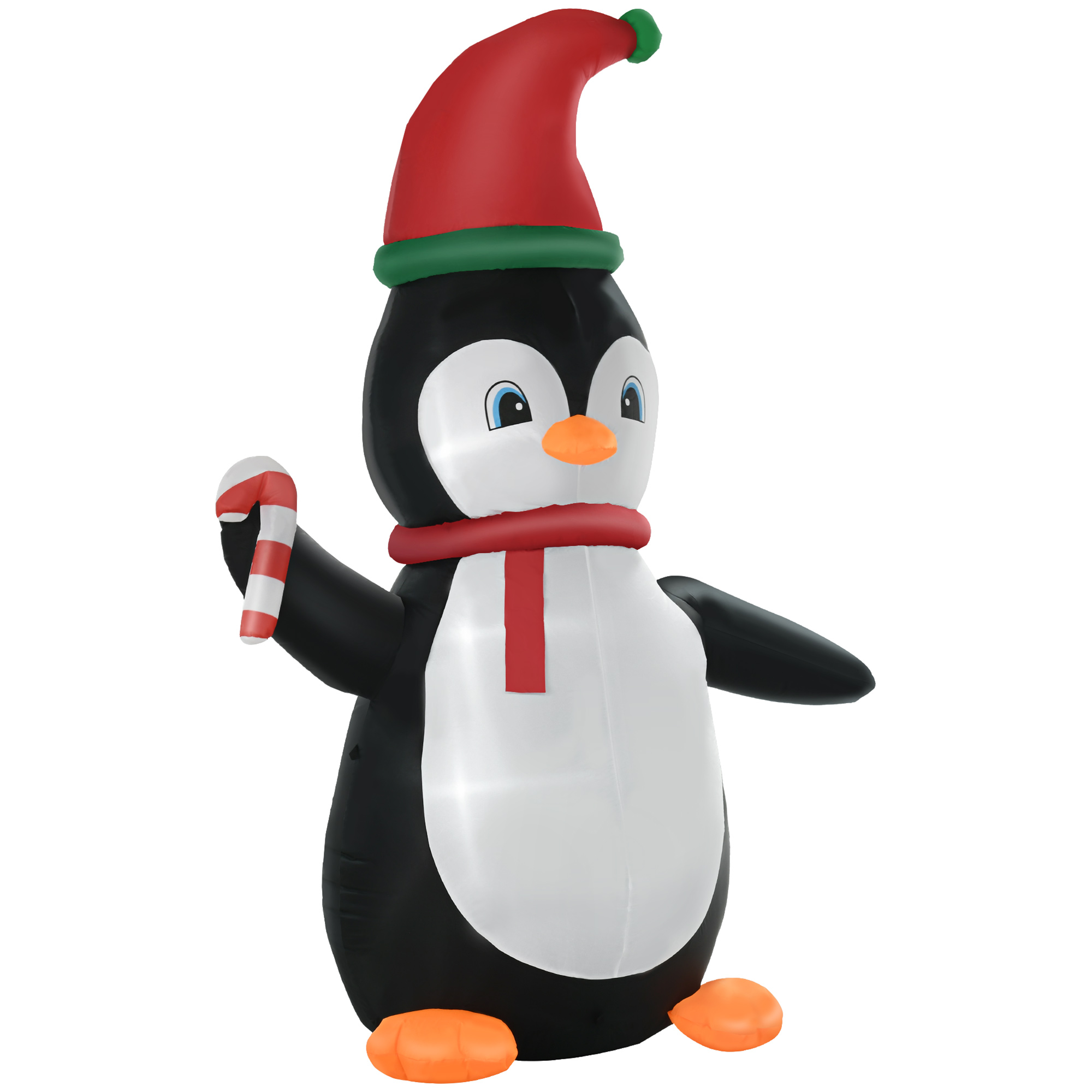 Aufblasbare Weihnachtsdeko, 2,5 m Aufblasbarer Weihnachtspinguin mit 3 LED-Lichtern, 162 x 100 x 250 cm, Mehrfarbig