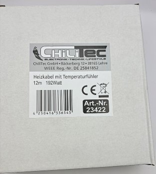 Heizkabel mit Temperaturfühler, 12m, 192Watt, Frostschutz für Wasserleitungen