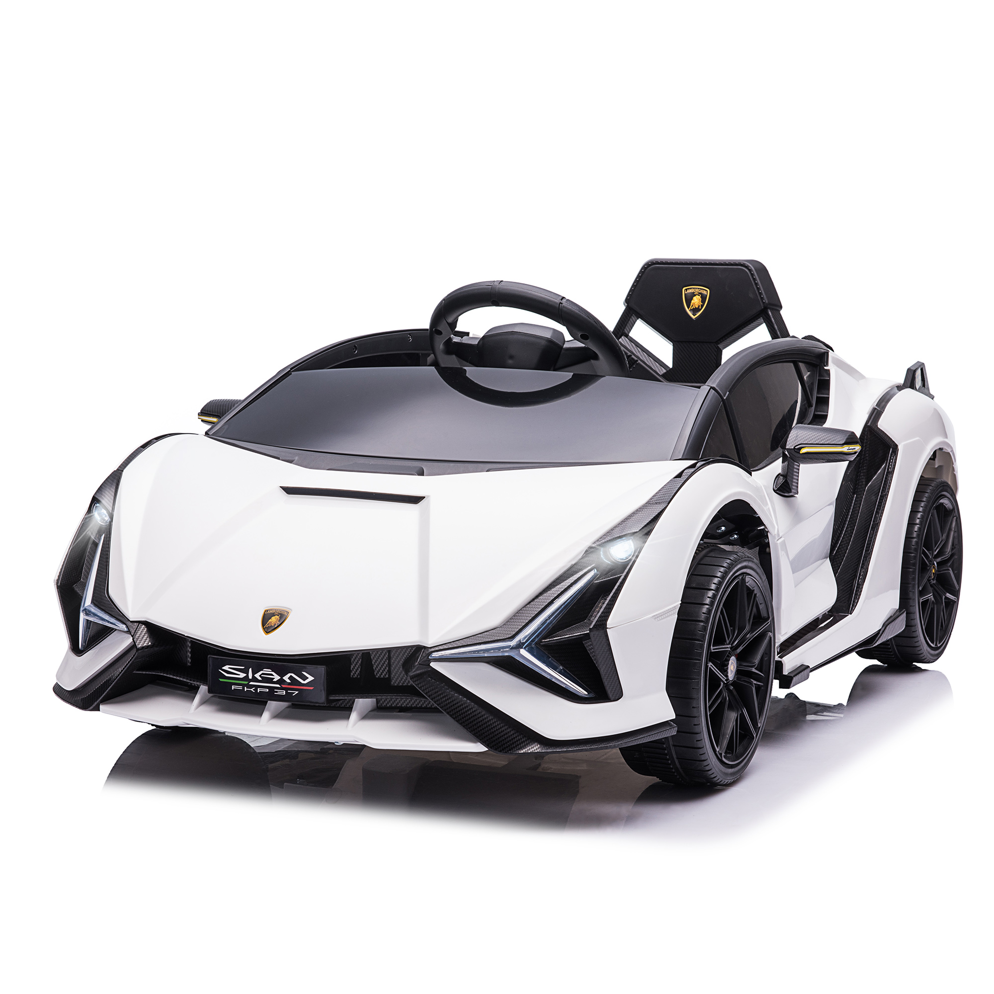Kinderfahrzeug 12V 2 Fahrmodi Lamborghini SIAN SUV-Auto-Spielzeug Elektroauto mit Fernbedienung Musik(MP3/USB) Licht 37-60 Monate Metall Weiß 108 x 62 x 40 cm