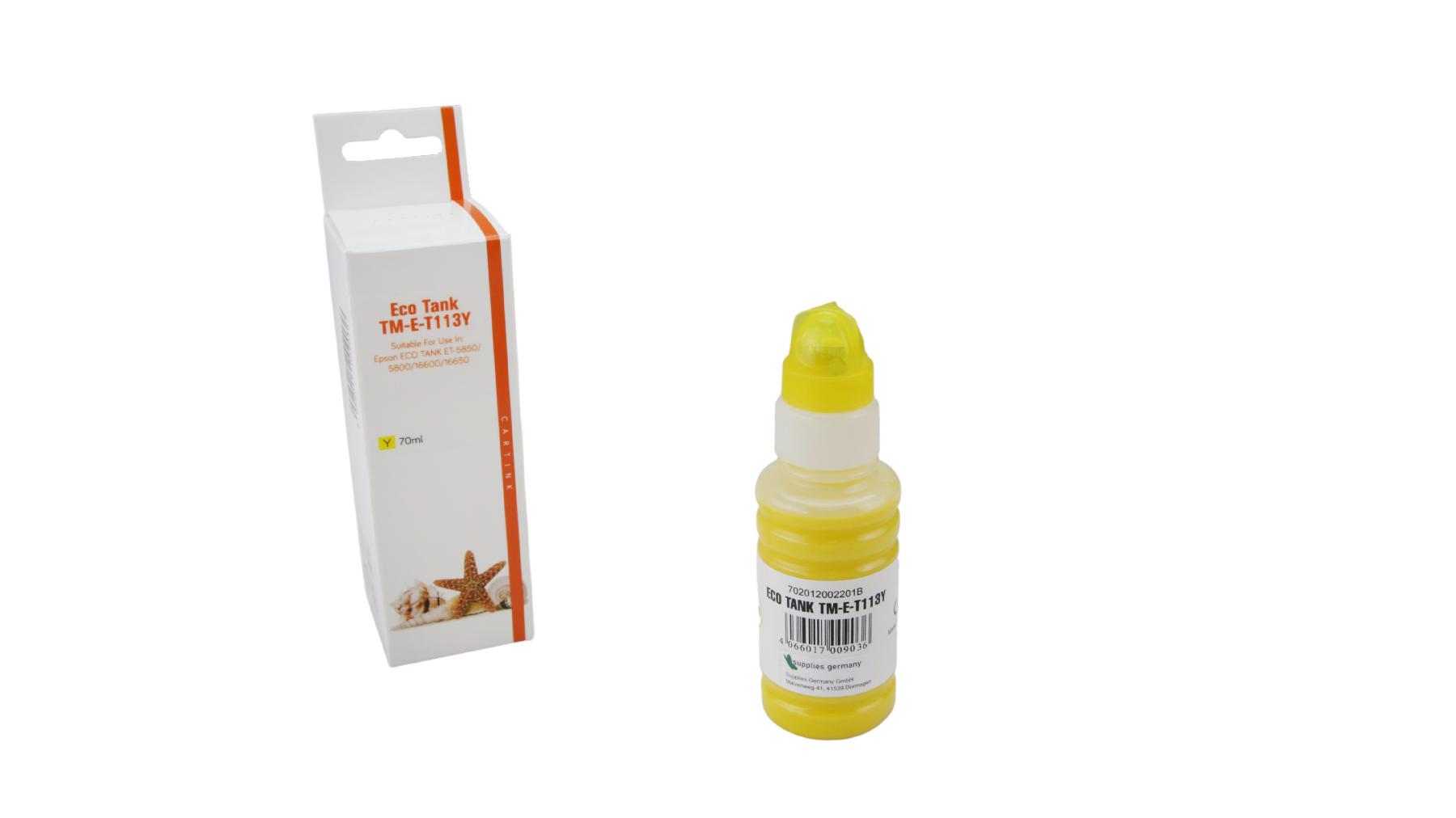T113Y Eco Tank Nachfüllflasche gelb für Epson / C13T06B440 / 70ml T113Y Eco Tank Nachfüllflasche gelb für Epson / C13T06B440 / 70ml