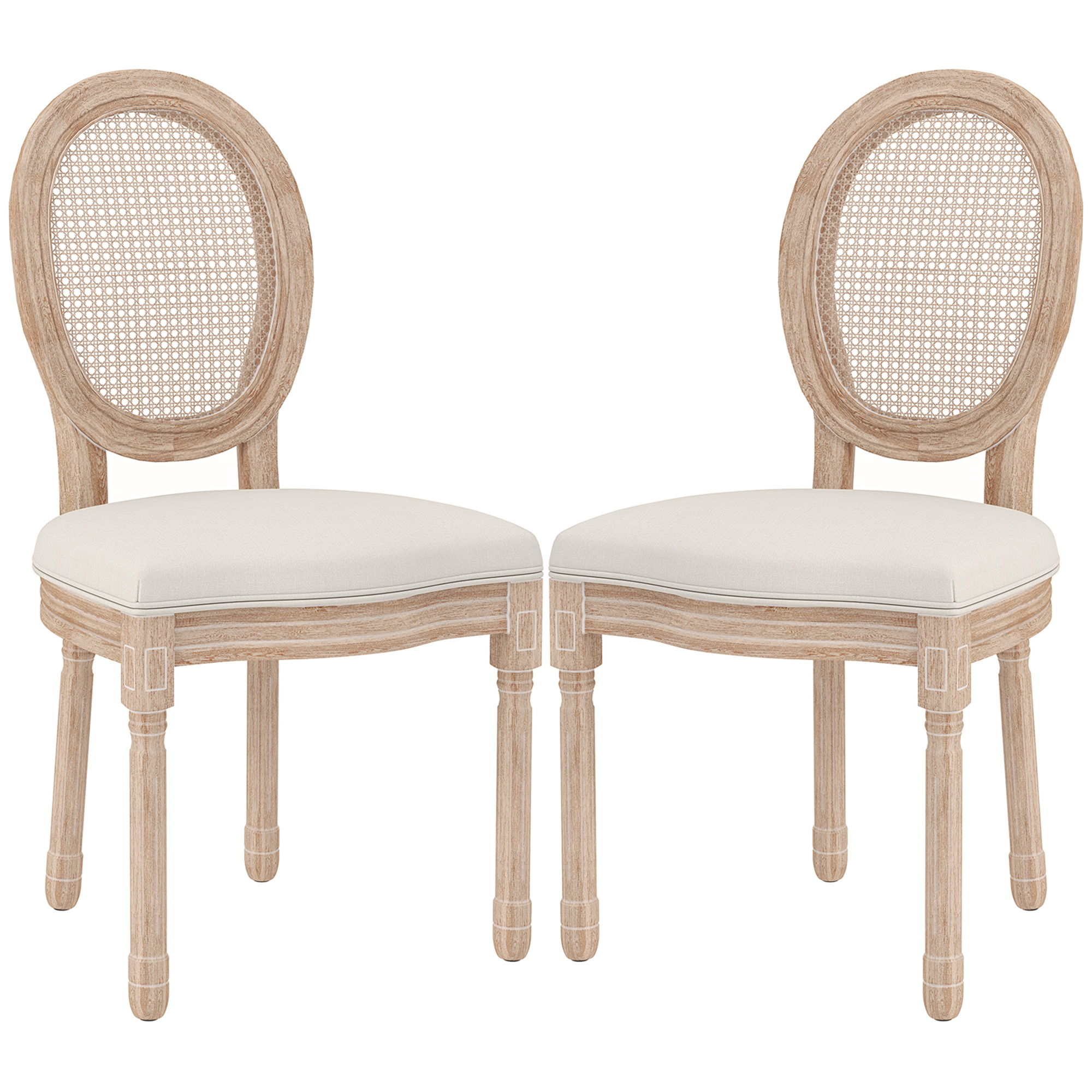 2er-Set Esszimmerstühle Küchenstühle, Vintage Design, Wienergeflecht-Optik, Natur + Creme