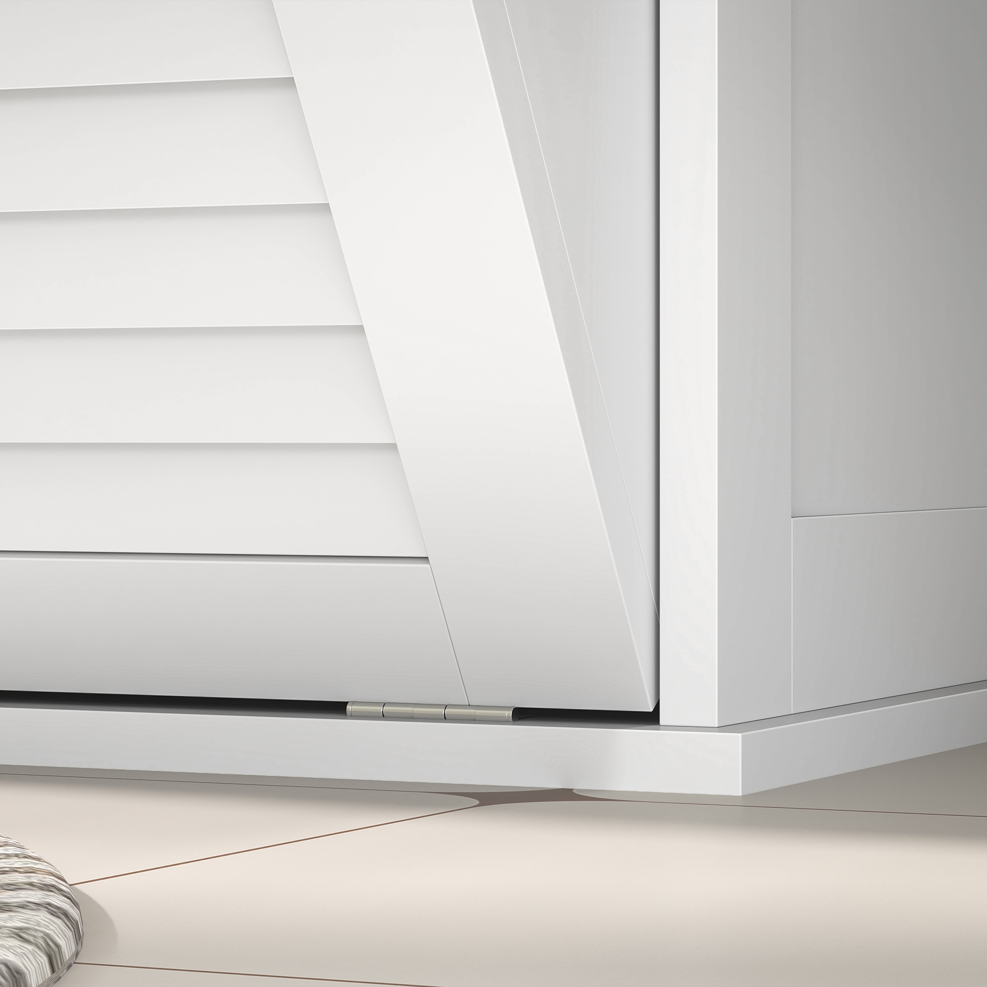 Wäscheschrank, 2 Kippbehälter für Wäsche, 2 Lamellentüren, 70 x 38 x 73 cm, Weiß