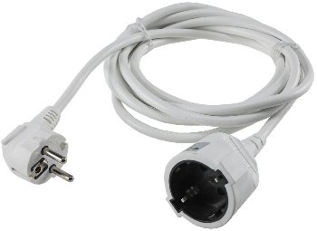 Schutzkontakt-Verlängerung, 3m, weiß / H05VV-F3G 1,5mm² 16A/250V