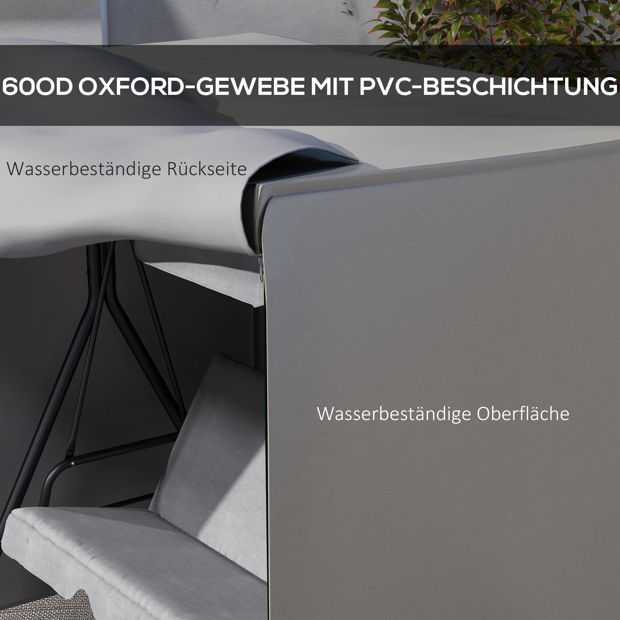 Schutzhülle für Hollywoodschaukel, reißfest, wasserdicht, staubdicht, Polyester, 177 x 114 x 152 cm, Grau