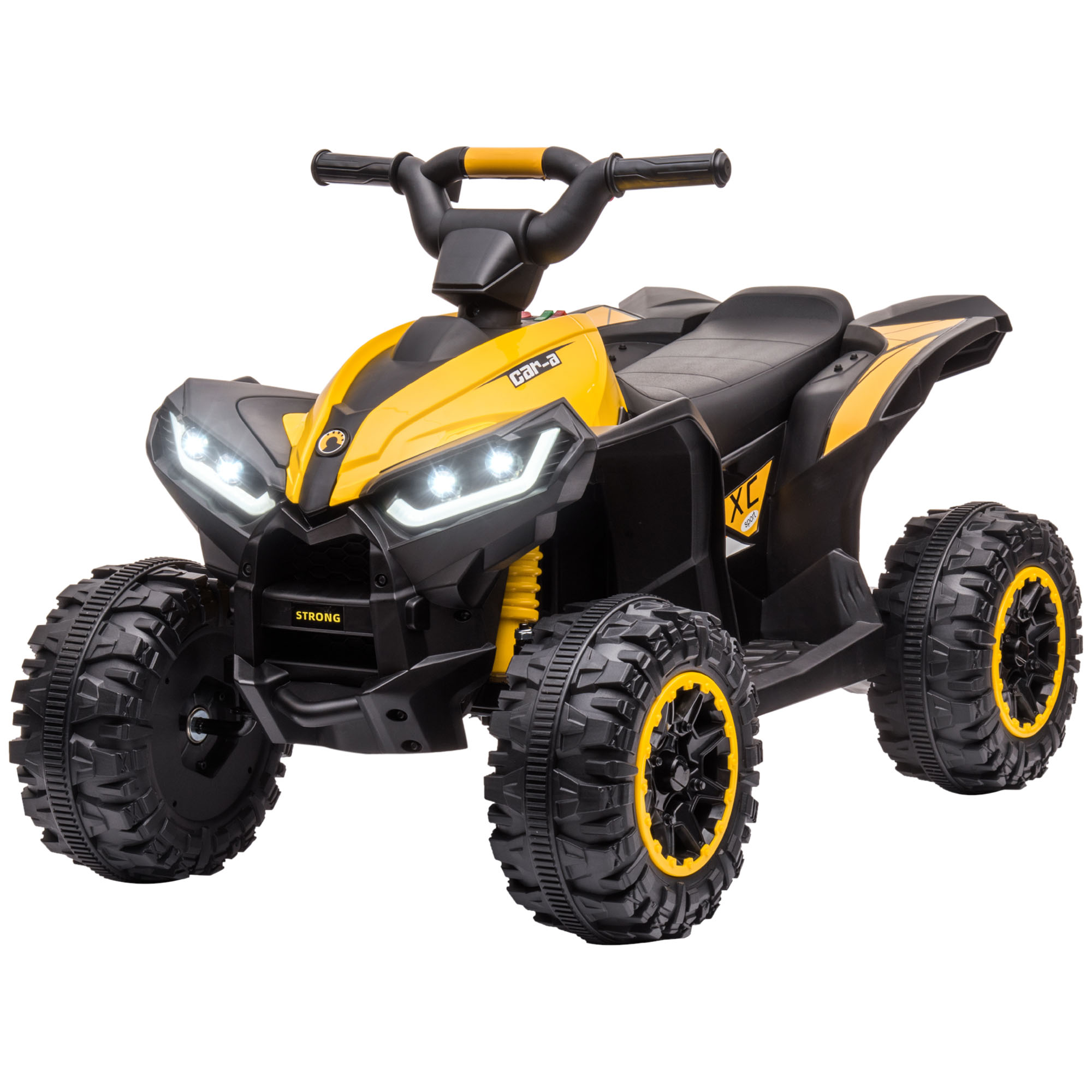 Elektro-Kinderquad, LED-Scheinwerfer, MP3-Player, Stoßdämpfer, ergonomischer Sitz, Gelb+Schwarz