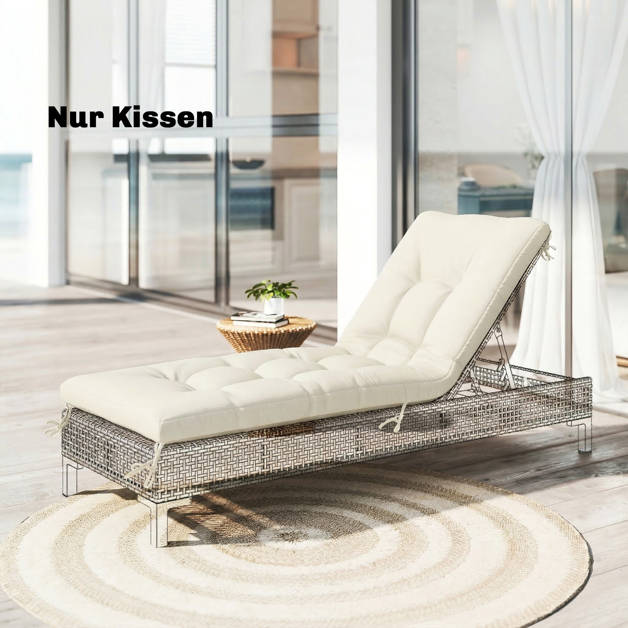Palettenkissen Abnehmbar Sitzkissen mit Befestigungsbändern Palettenpolster für die meisten Liegen 198x65x13cm Beige