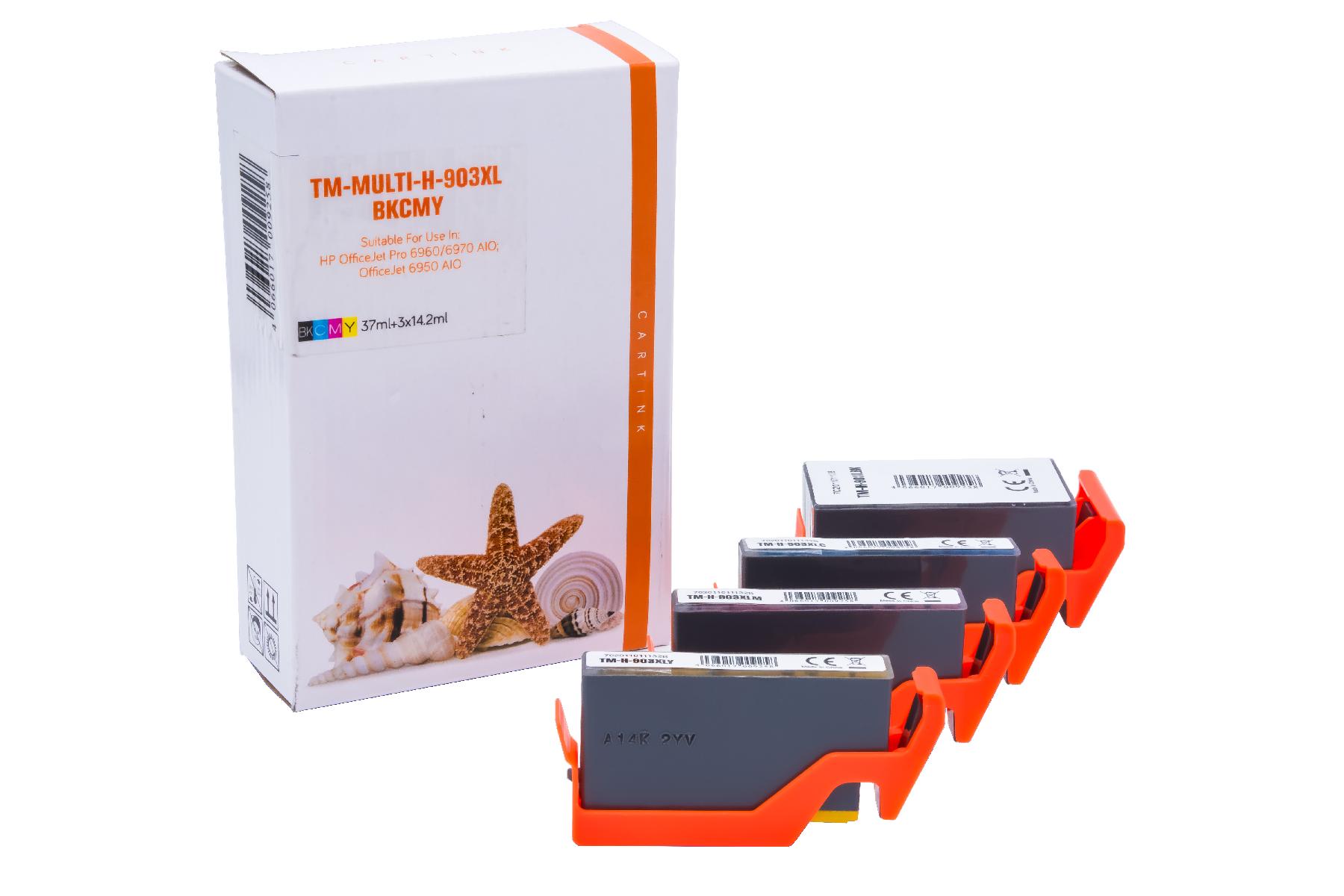 Multipack 903XL alternativ Tinte für HP / 3HZ51AE / BK37ml / C,M,Y14,2ml Multipack 903XL alternativ Tinte für HP / 3HZ51AE / BK37ml / C,M,Y14,2ml