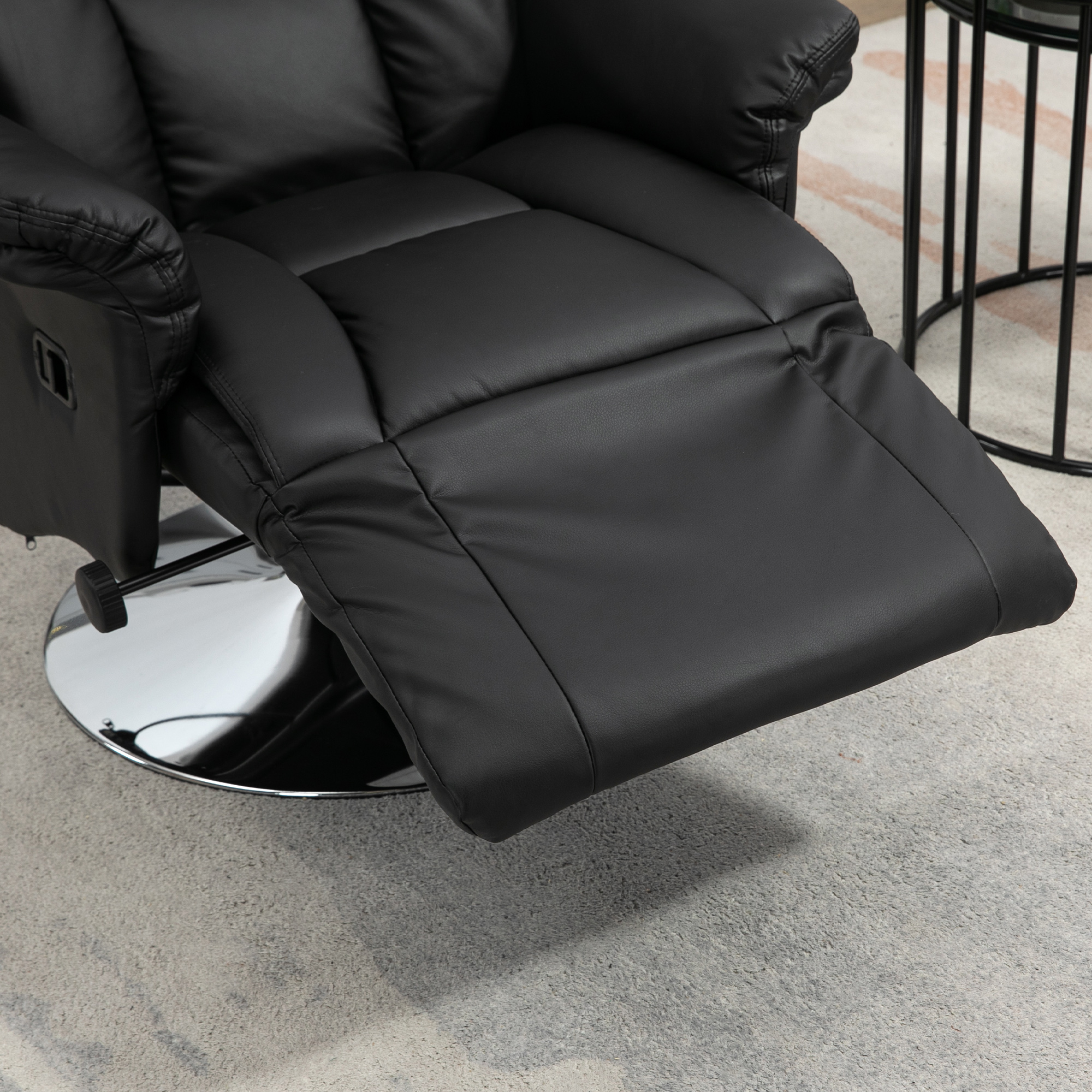Relaxsessel, Liegefunktion, Lederoptik, Fußstütze, bis 150 kg, 78 x 80 x 109 cm, Schwarz