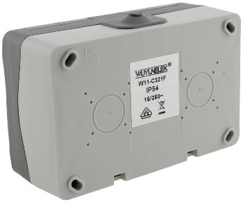 NUQUI Feuchtraum Doppel-Steckdose horiz., IP54, Aufputz, 250V~/ 16A