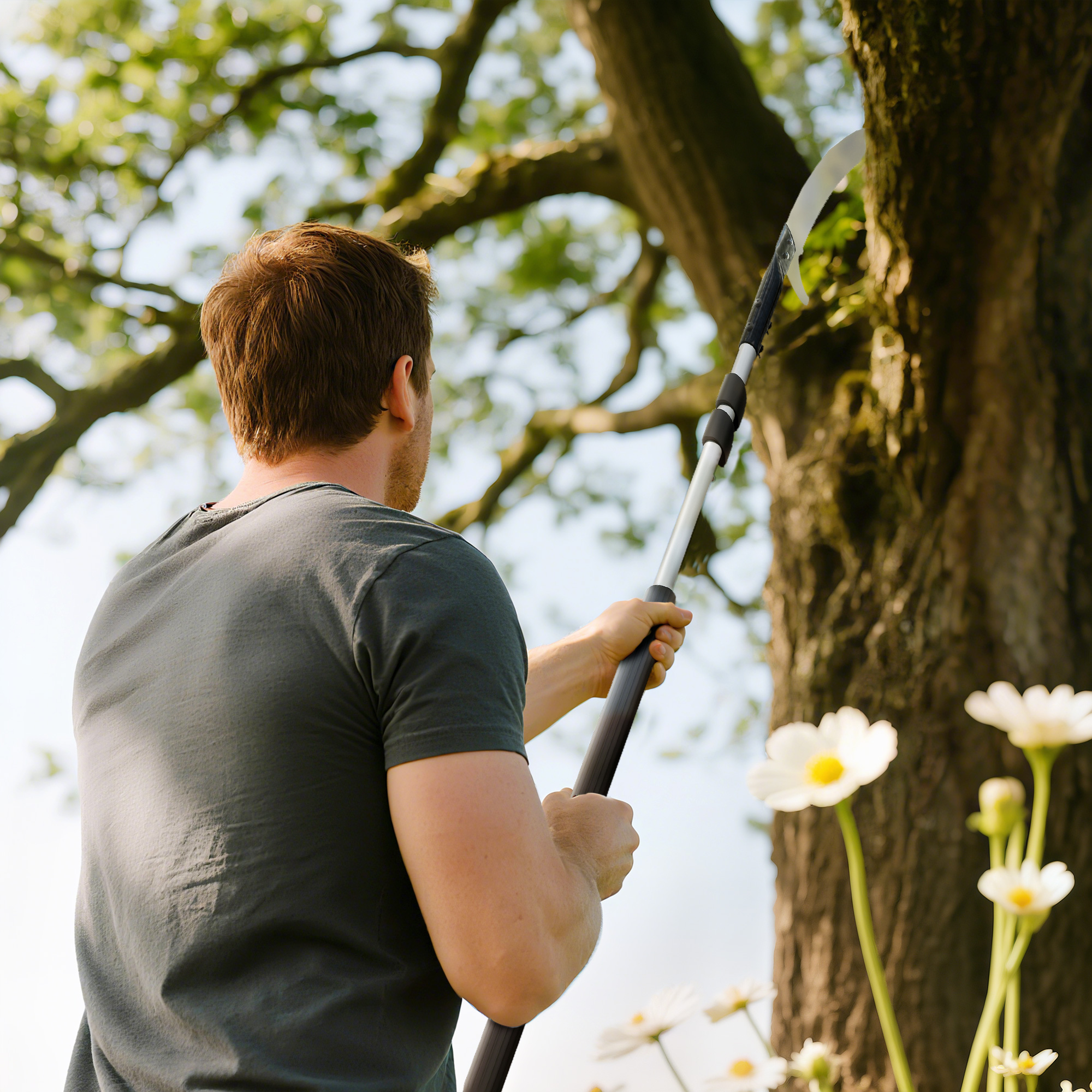 Teleskop Astsäge 1,5-2,6m Baumschere mit Feststellvorrichtung, Teleskop-Griff Antihaftbeschichtet Klinge Schwarz
