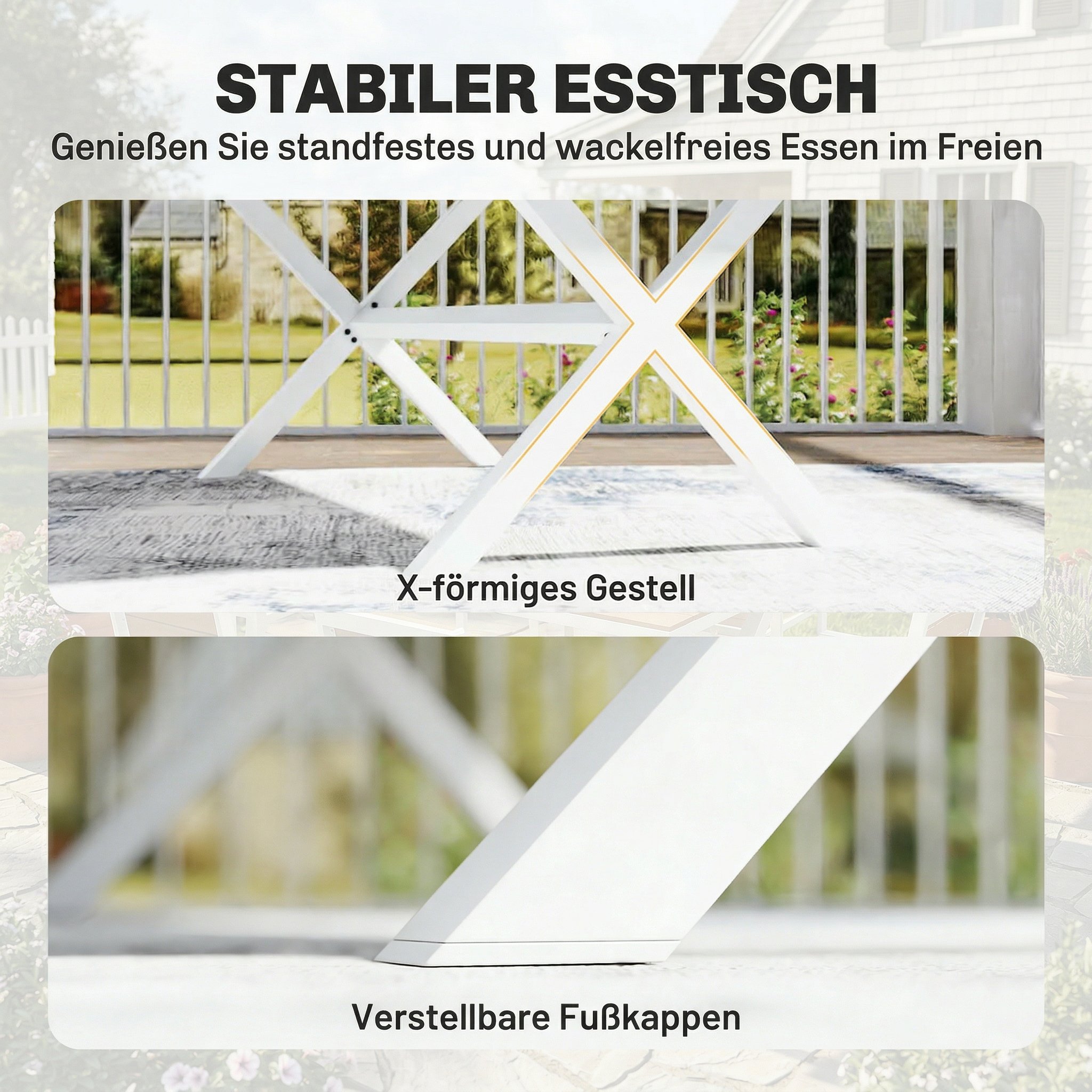 Gartenmöbel Set Sitzgruppe 7-teilig Tisch mit 6 stapelbare Stühlen Holzoptik Aluminiumrahmen Teak