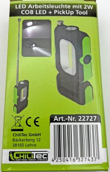 LED Arbeitsleuchte "CAL-COB Flexi" / 3W, 220 Lumen, Haken, Magnetfuß, PickUp