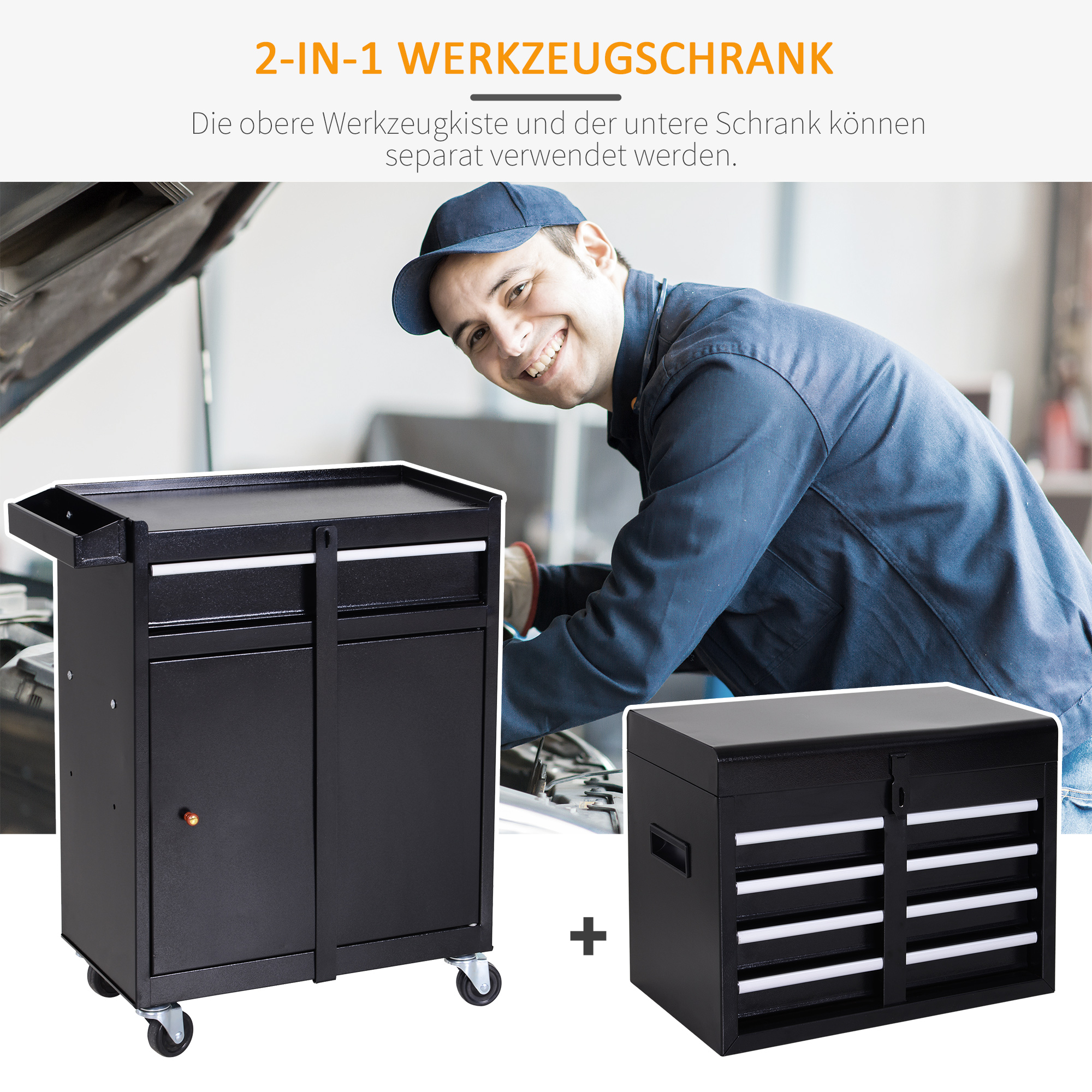Werkstattwagen Werkzeugschrank Werkzeugkasten mit 5 Schubladen 360°-Rollen Metall 60 x 28 x 104,5 cm